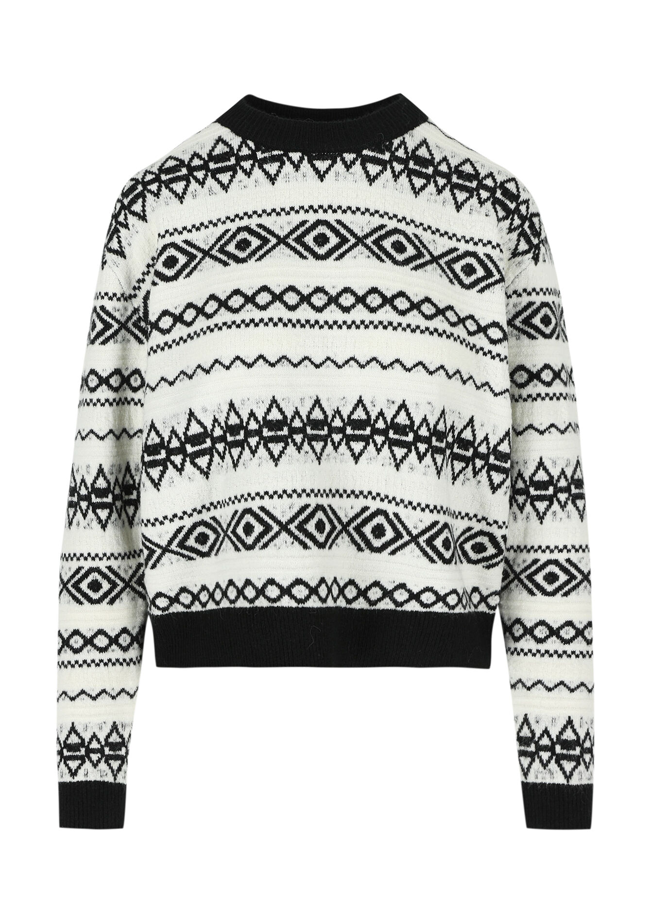 Jacquard trui met print, Jacquard trui met print - BLACK - 04006587_1119