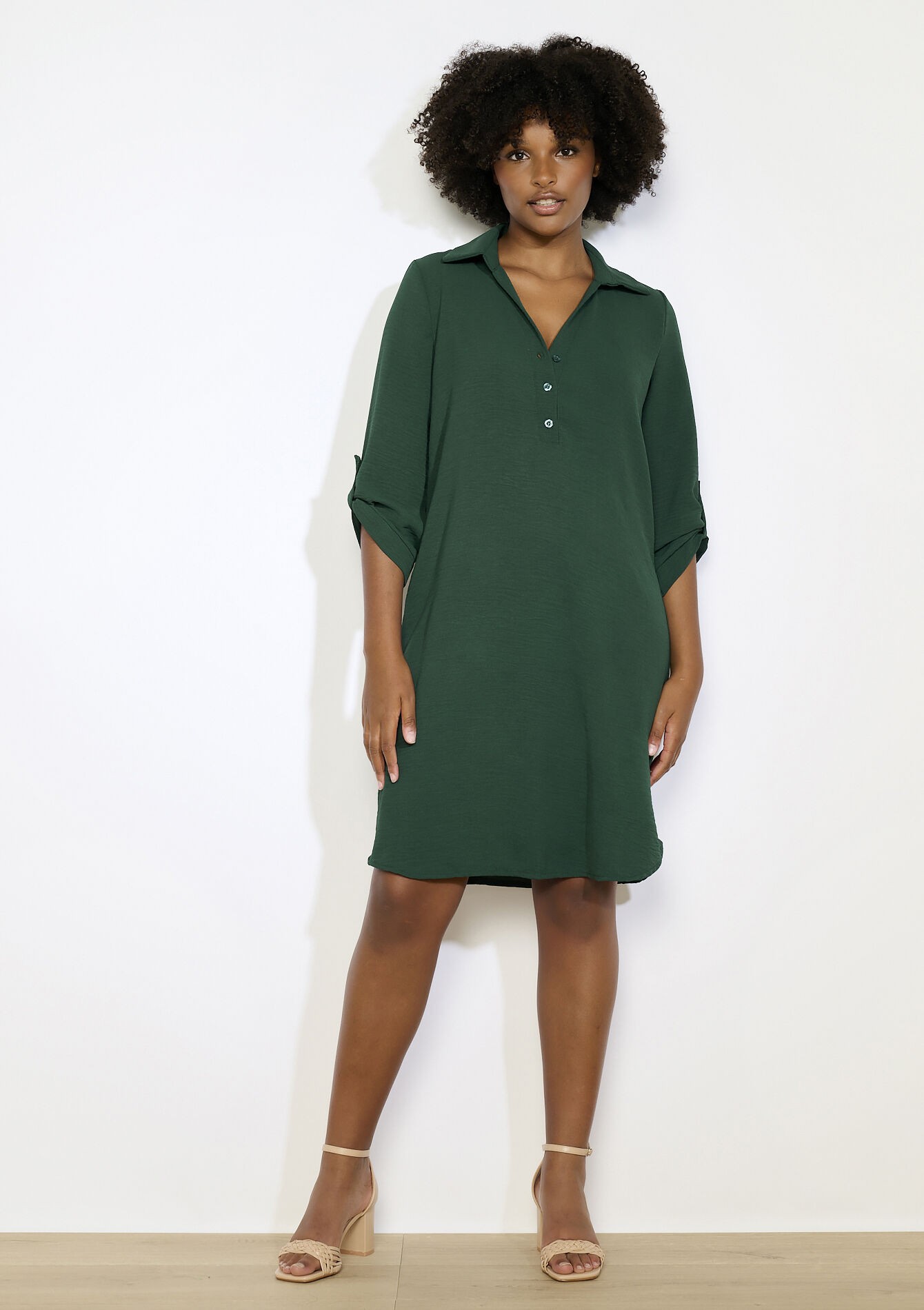 Polojurk met knopen - BOTTLE GREEN - 08104271_1778