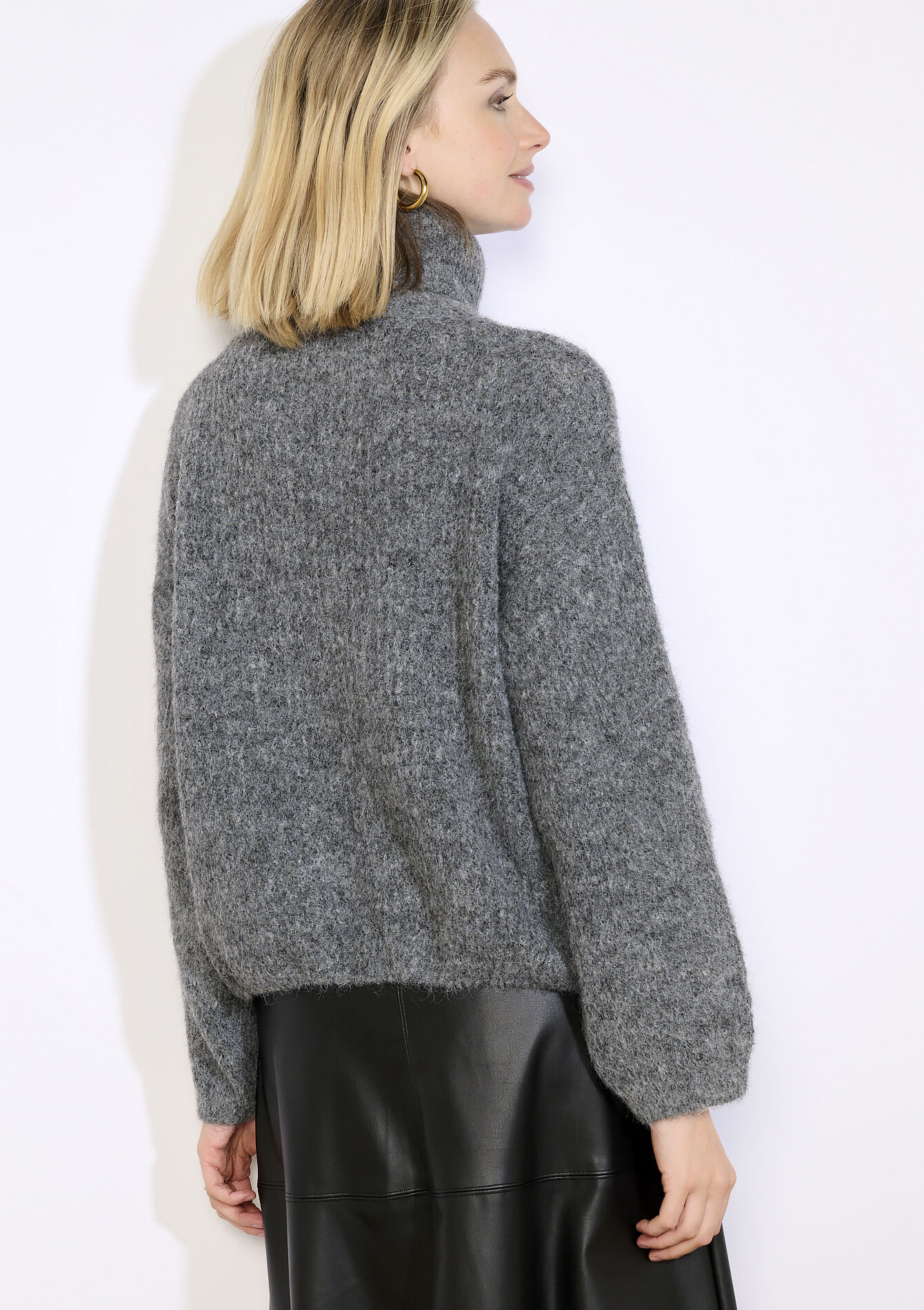 Soft knit turtleneck sweater, Soft knit turtleneck sweater - MED GREY - 04101415_2573