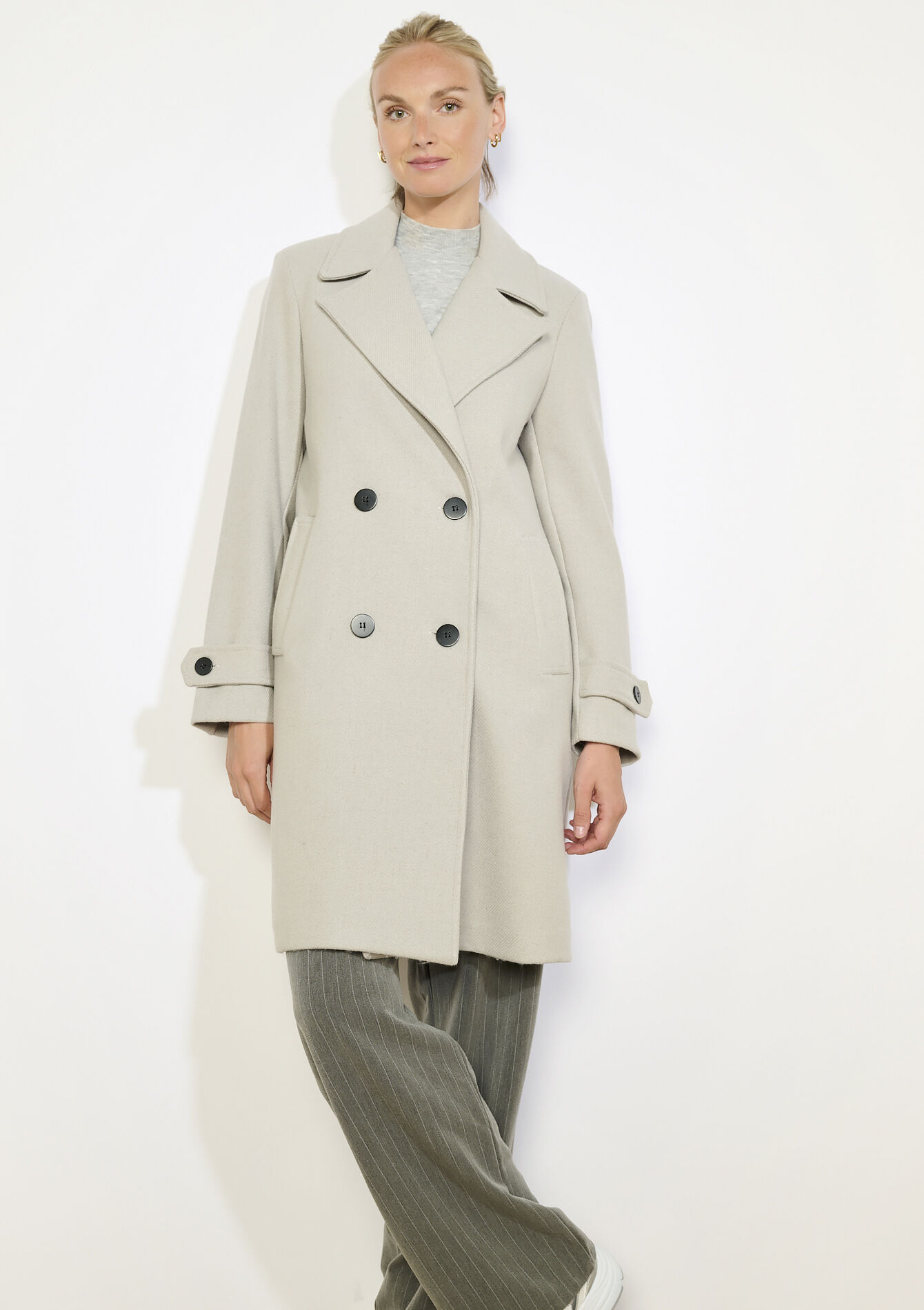 Manteau croisé structuré, Manteau croisé structuré - LT BEIGE - 23000797_2527