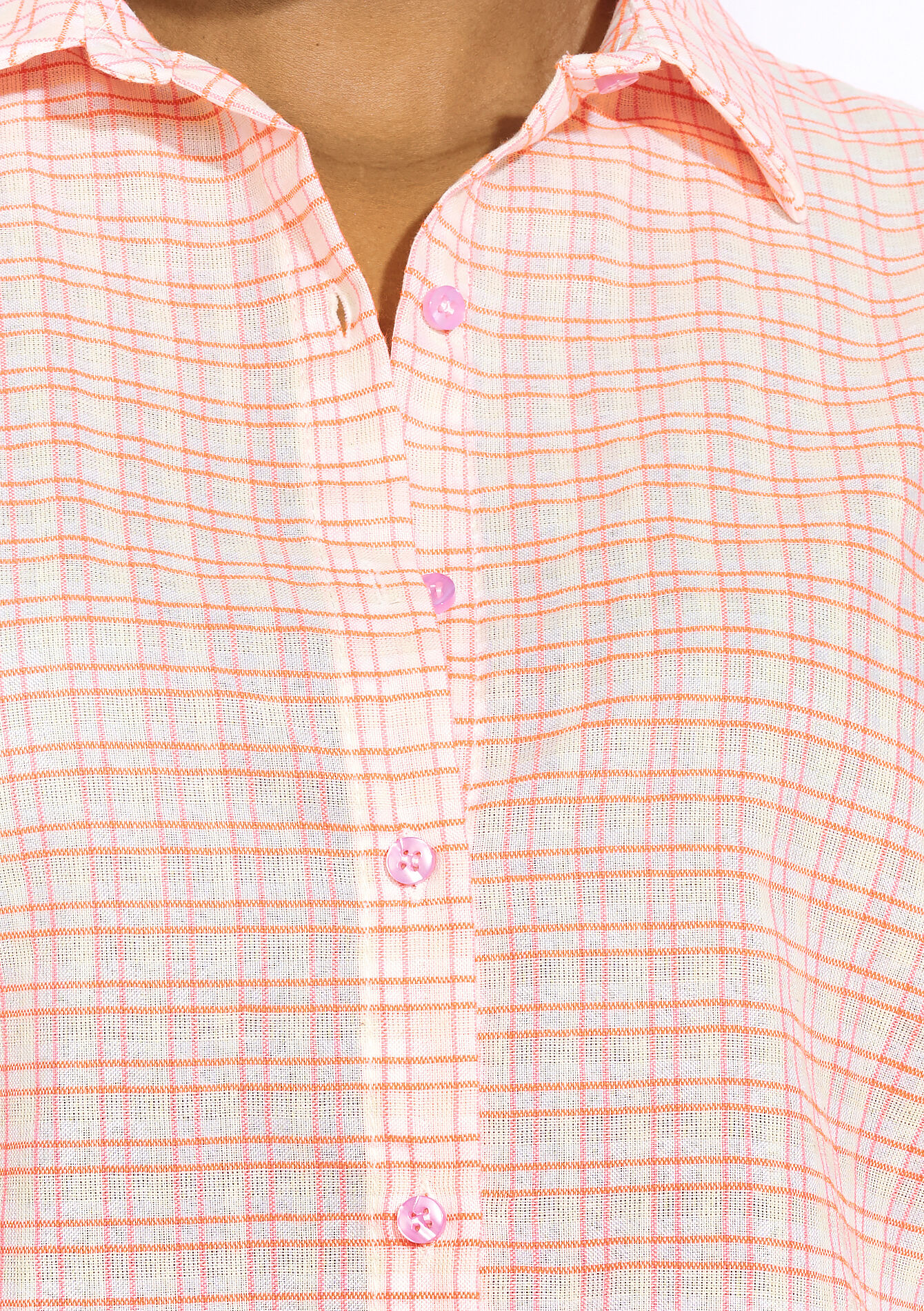 Korte geruite blouse, Korte geruite blouse - ORANGE BRIGHT - 05702923_1255