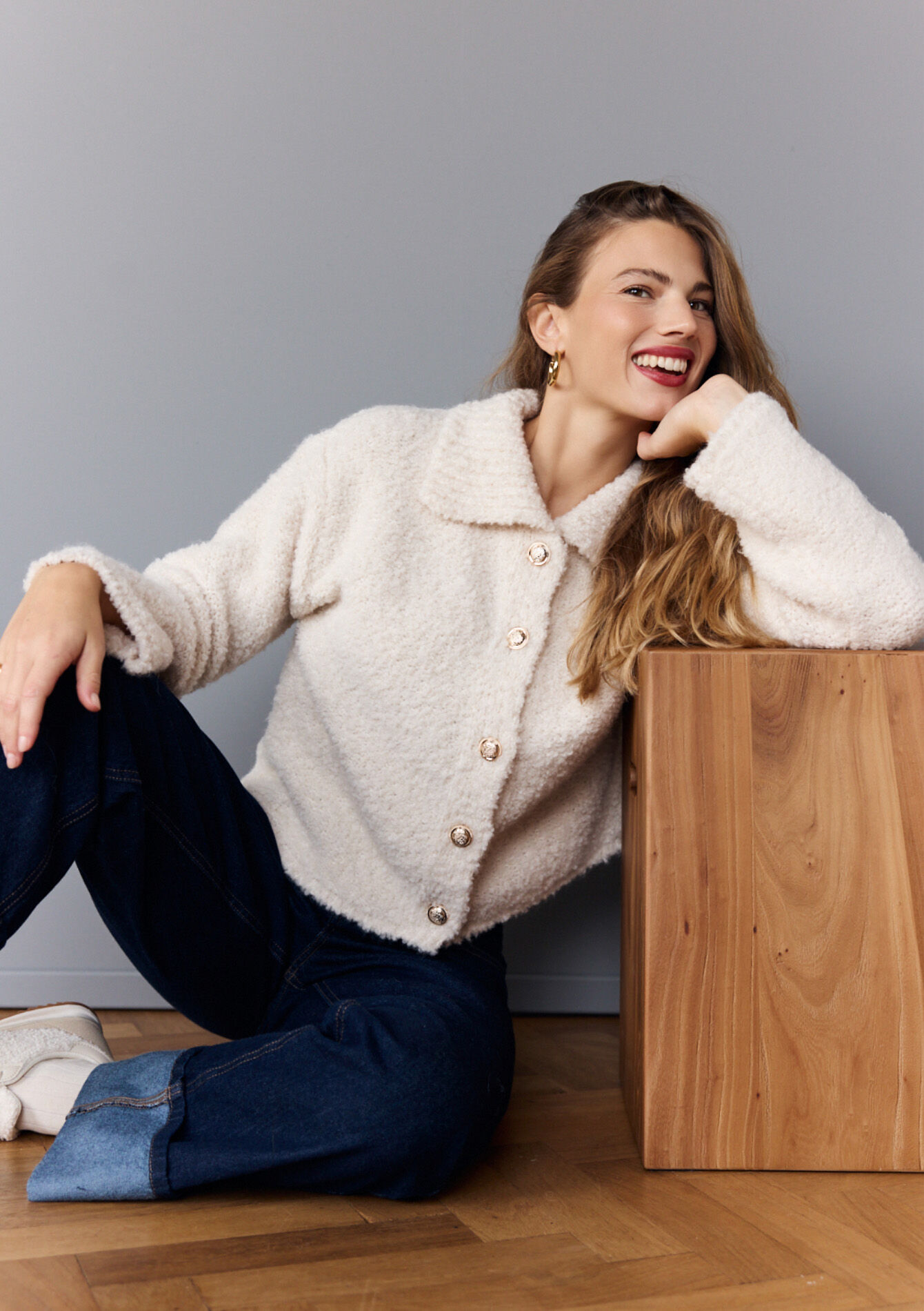 Bouclé cardigan, Bouclé cardigan - VANILLA WHITE - 04101419_1013