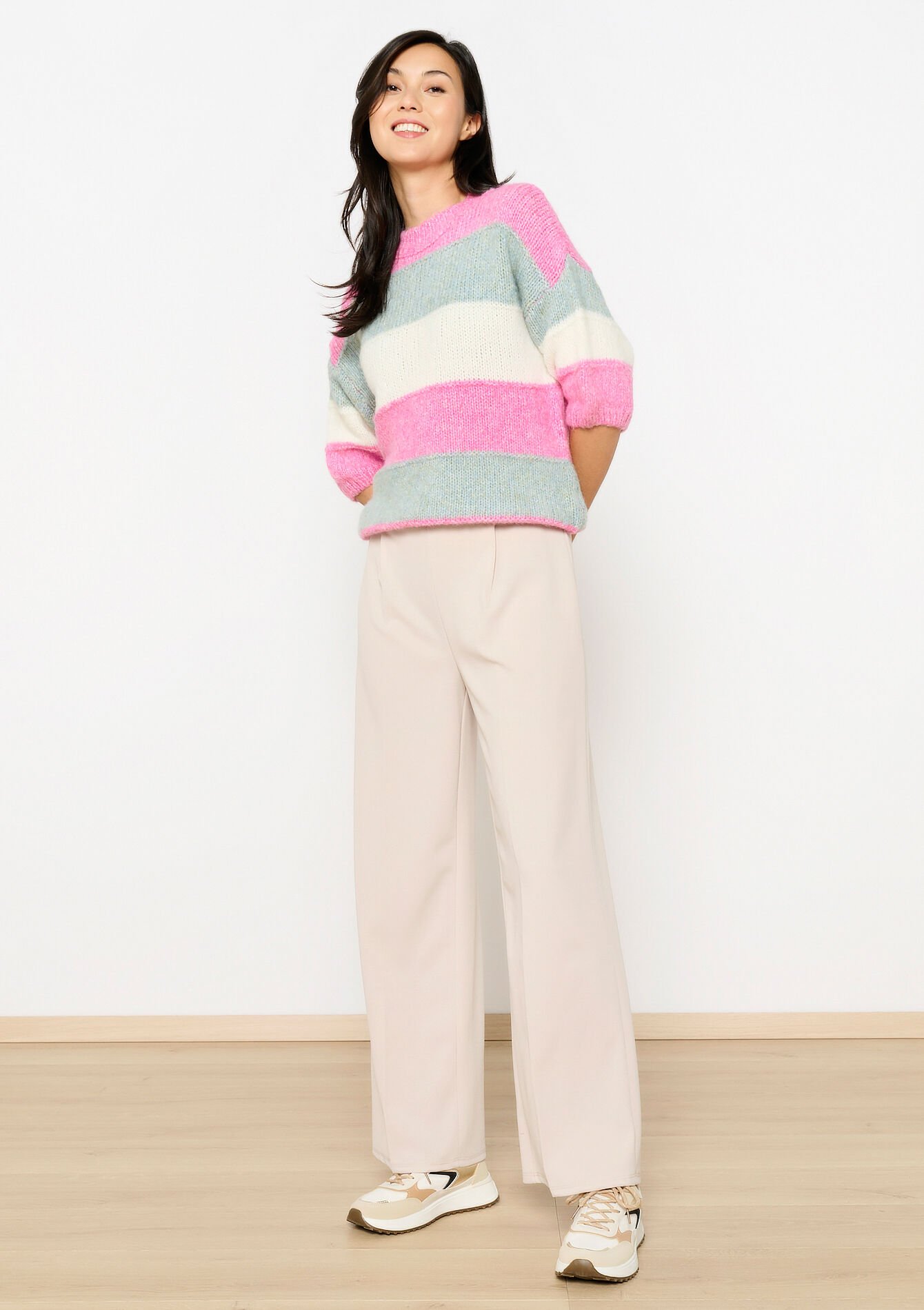 Sweater with color block, Sweater with color block - PINK BUBBLEGUM - 04006886_1477