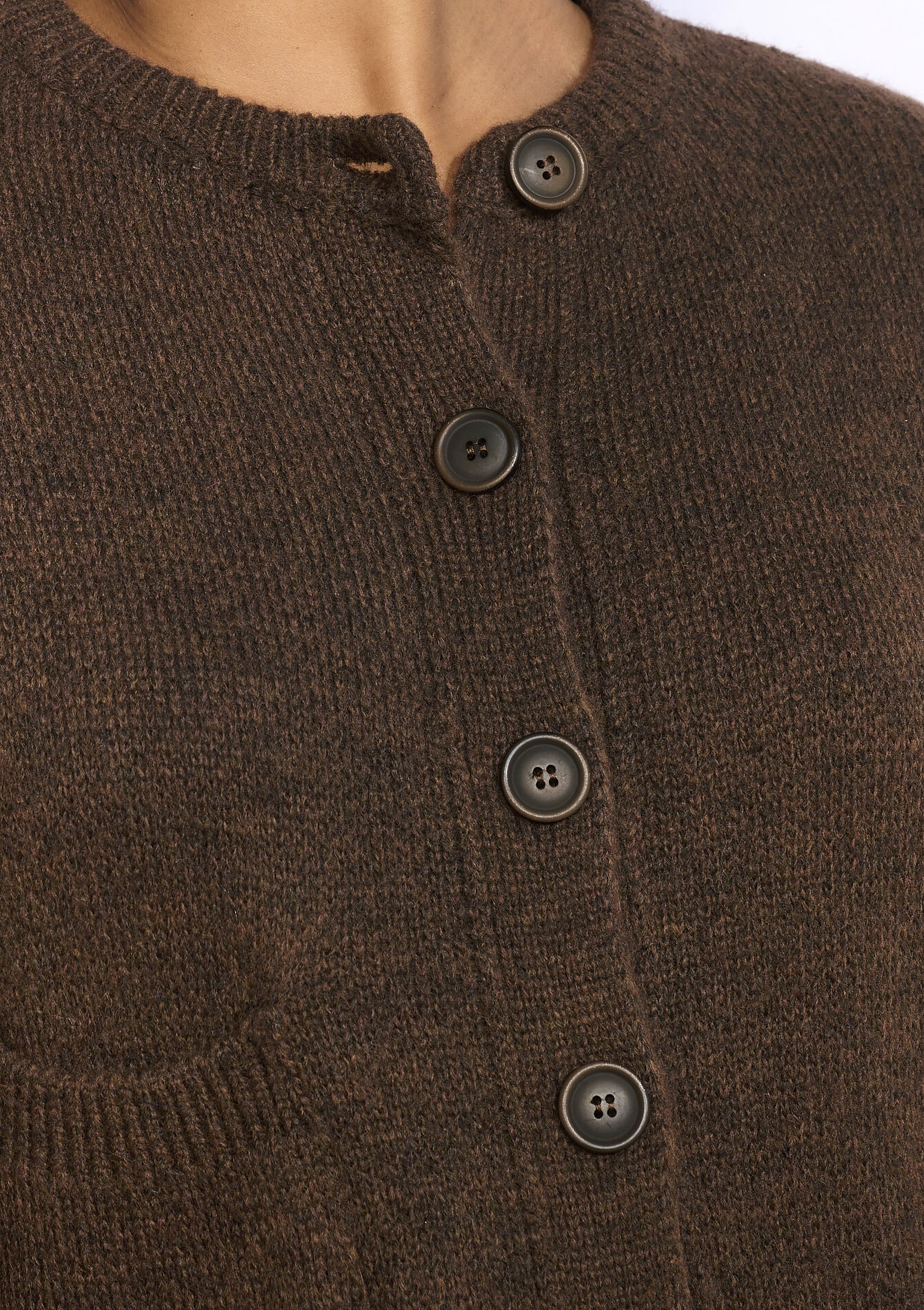 Gebreide cardigan met knopen, Gebreide cardigan met knopen - BROWN DARK CHOCOLATE - 04101401_3720