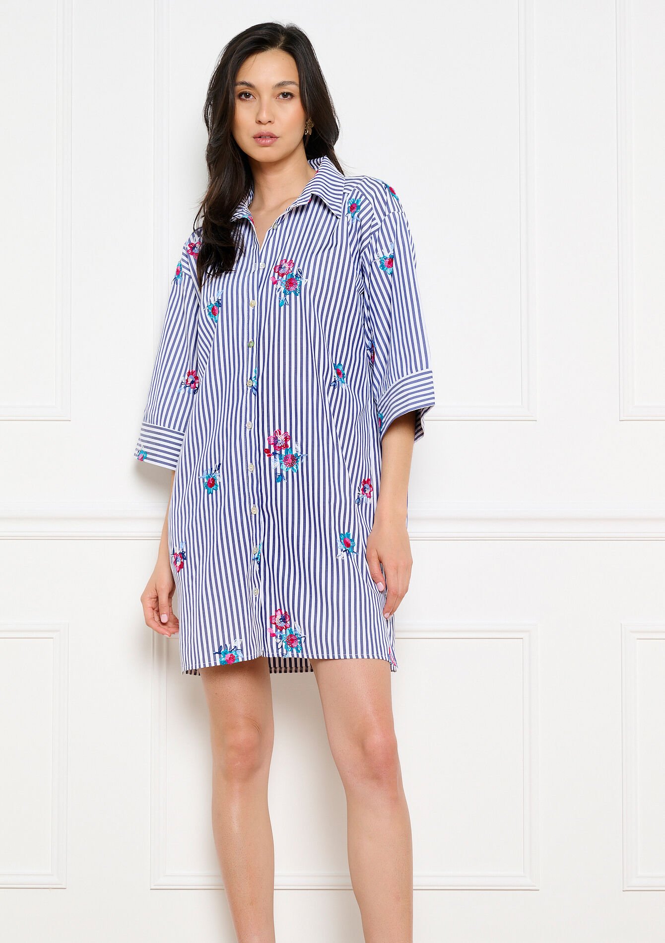 Geborduurde mini hemdjurk, , back