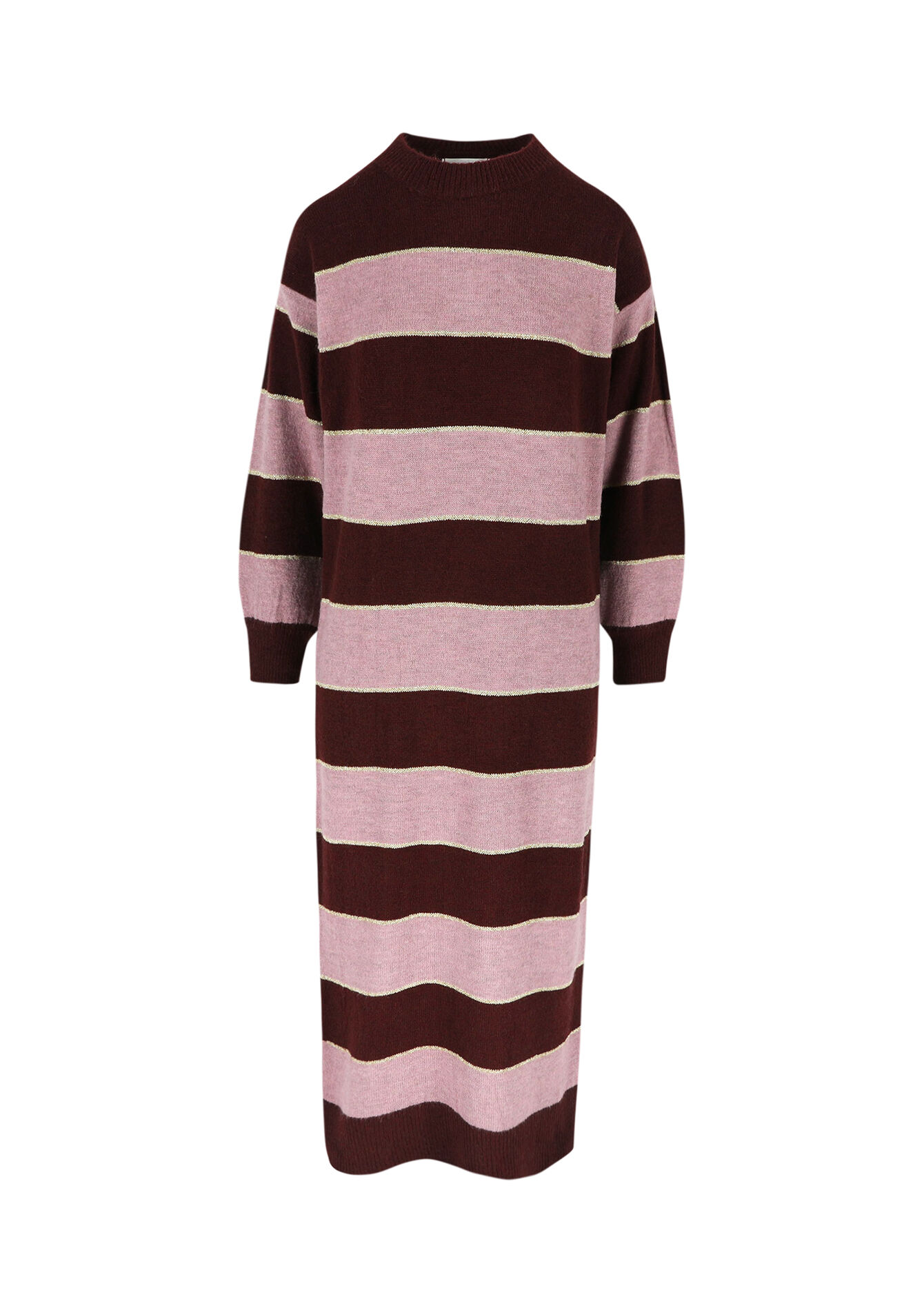 Gestreepte trui-jurk met lurex, Gestreepte trui-jurk met lurex - BORDEAUX WINE - 1118873