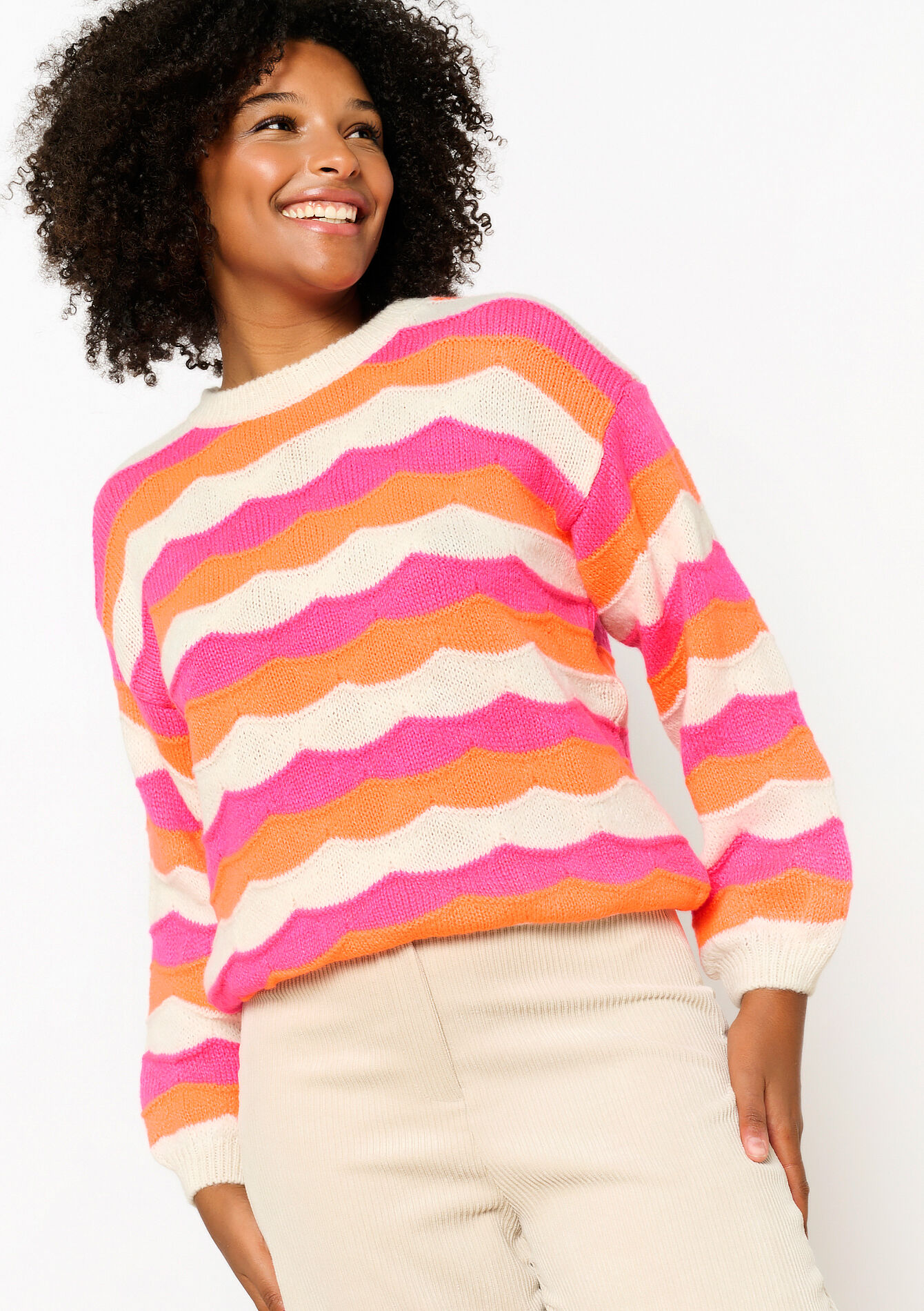 Trui met colourblock, Trui met colourblock - FLUO PINK - 04006764_5727