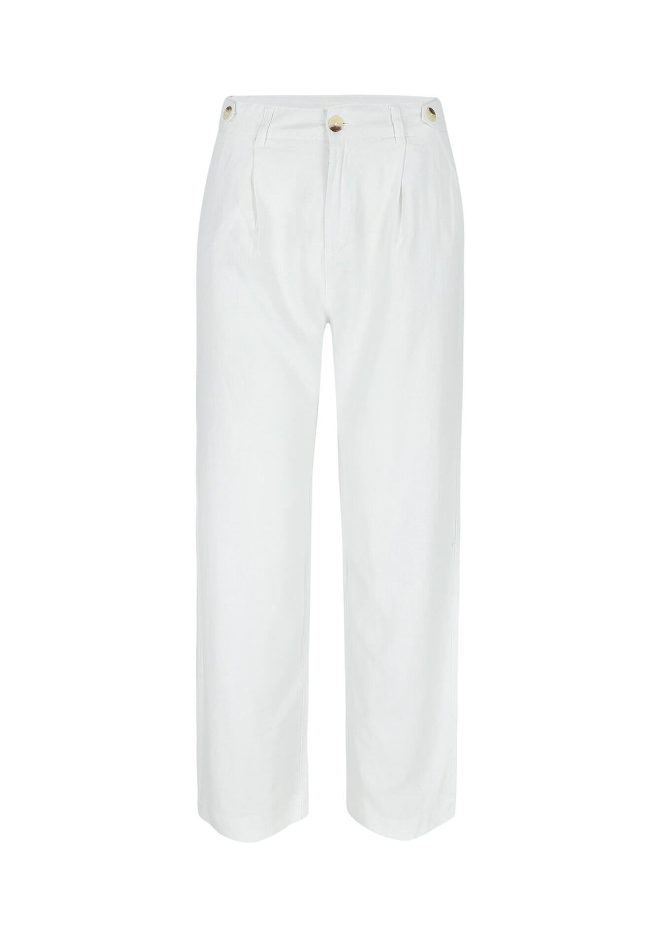 Tailored linen trousers, Tailored linen trousers - OPTICAL WHITE - 06100574_1019