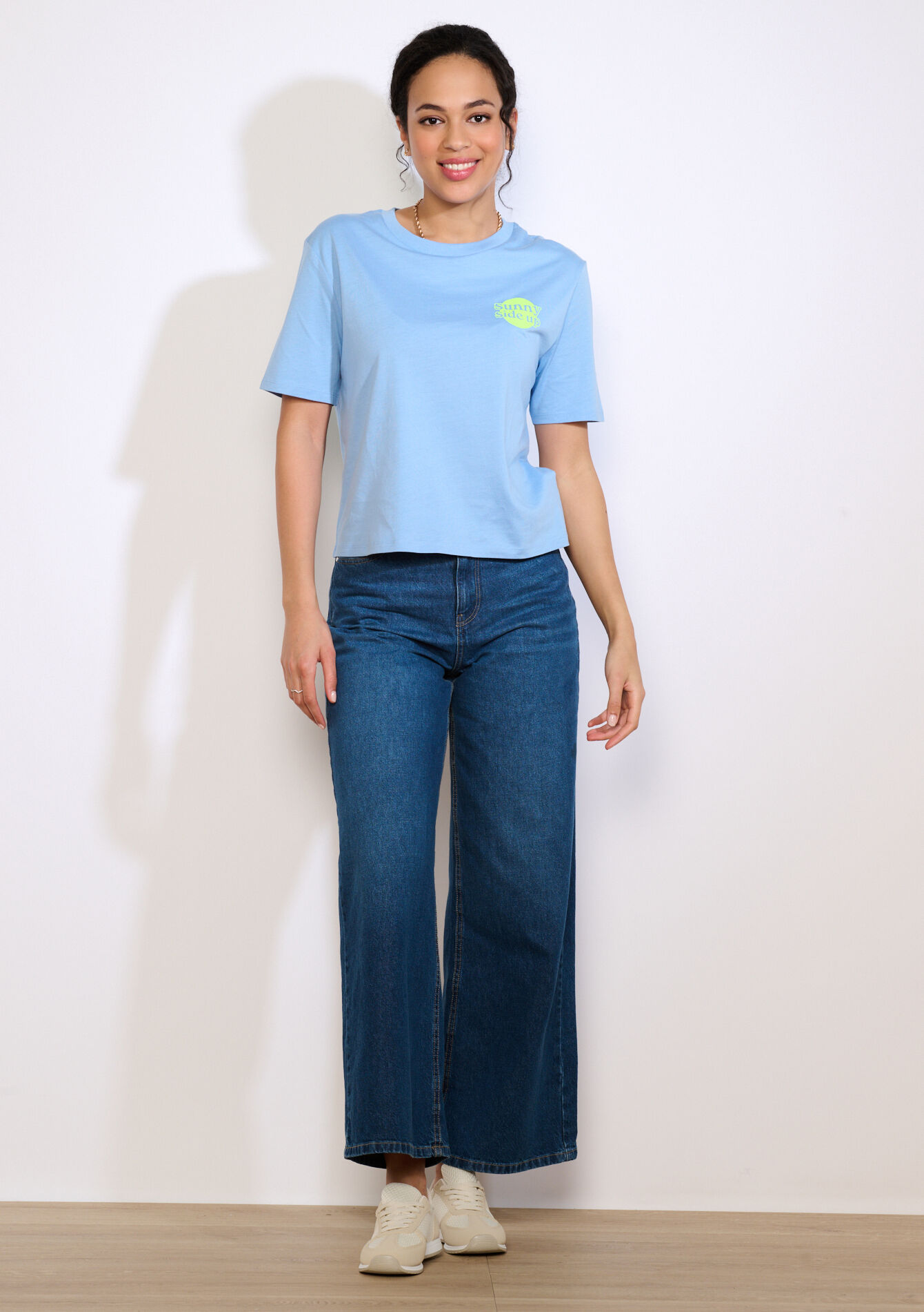 T-shirt à texte discret - BLUE PASTEL - 02301962_3003