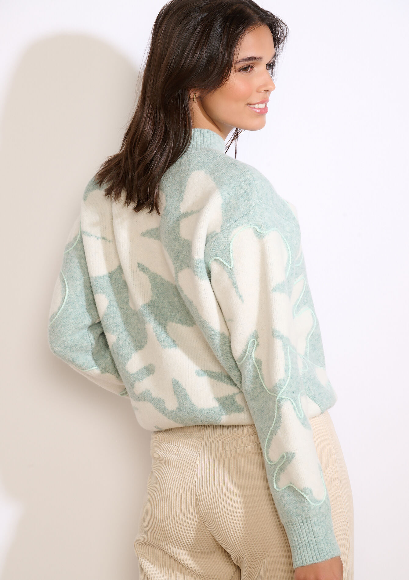 Pull graphique en maille douce, Pull graphique en maille douce - MINT GREEN - 04006953