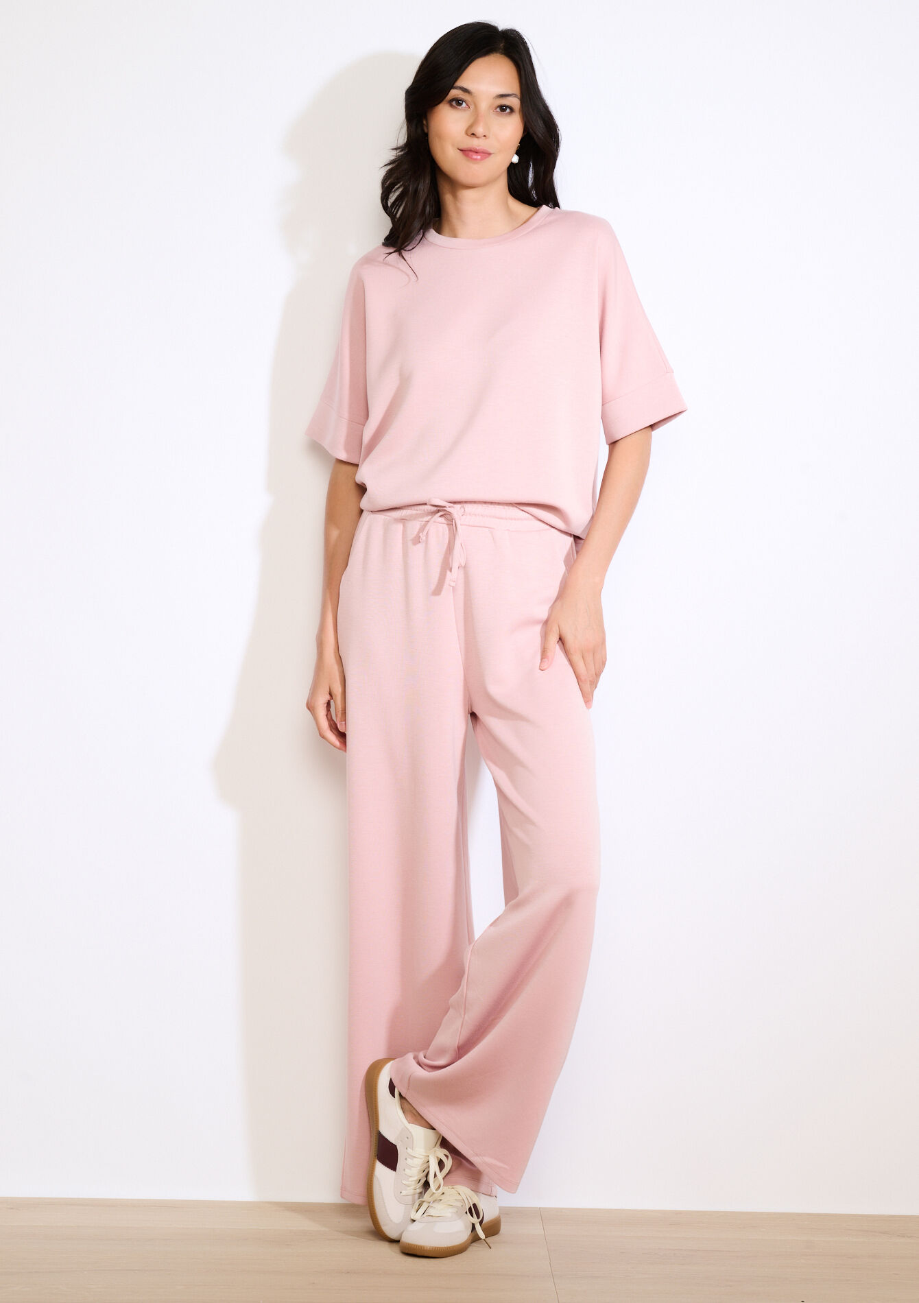 Wijde jersey broek, Wijde jersey broek - NUDE PINK - 15100384_1301