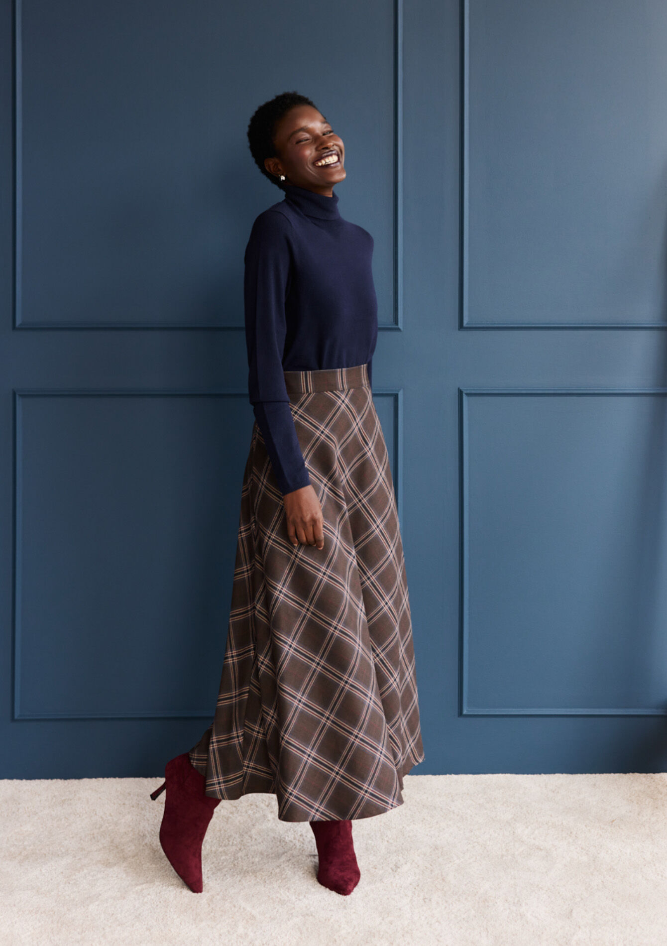 Geruite maxi rok met flair, Geruite maxi rok met flair, , back