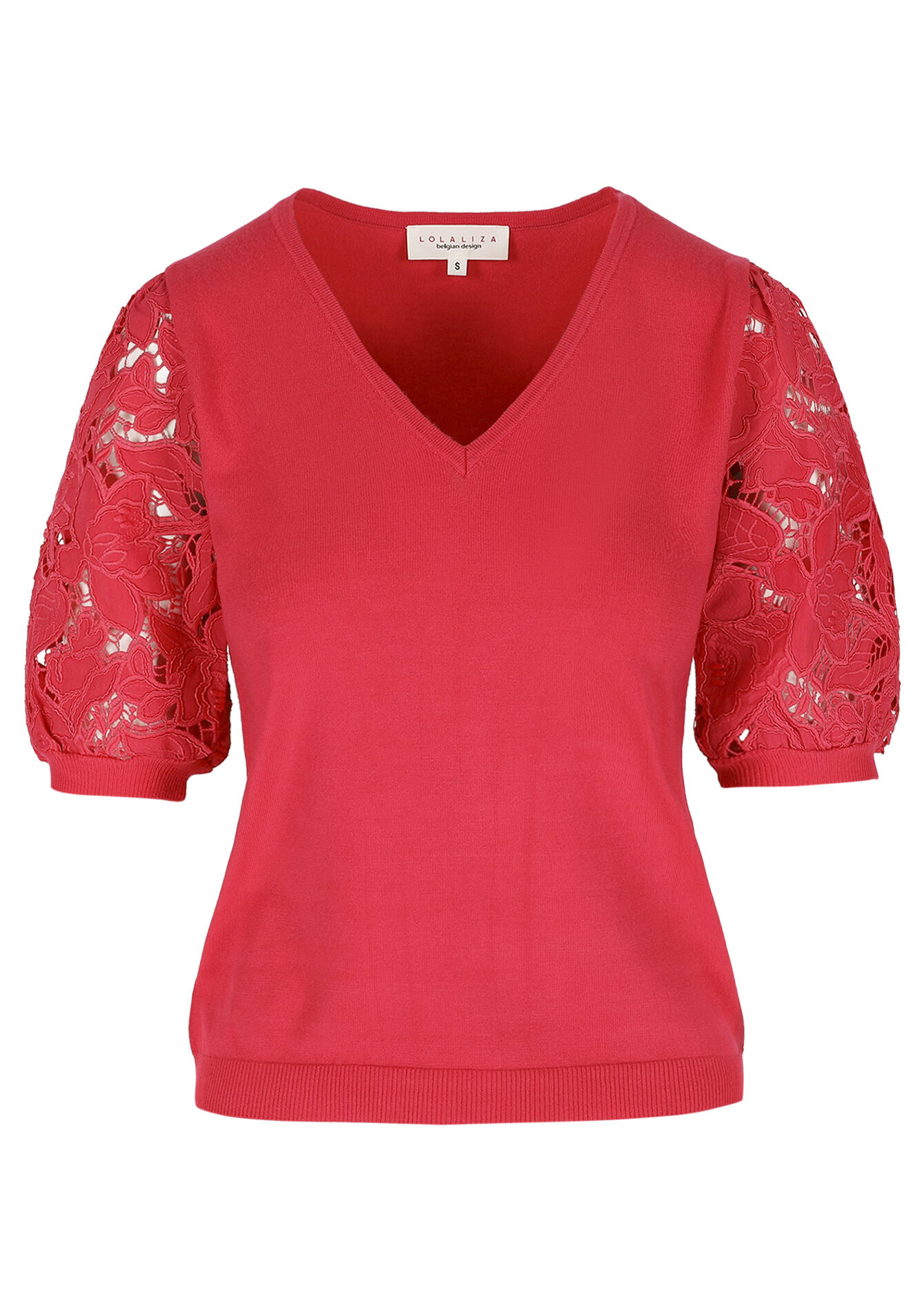 Trui met kanten mouwen - RED FRAMBOISE - 04007058_1496