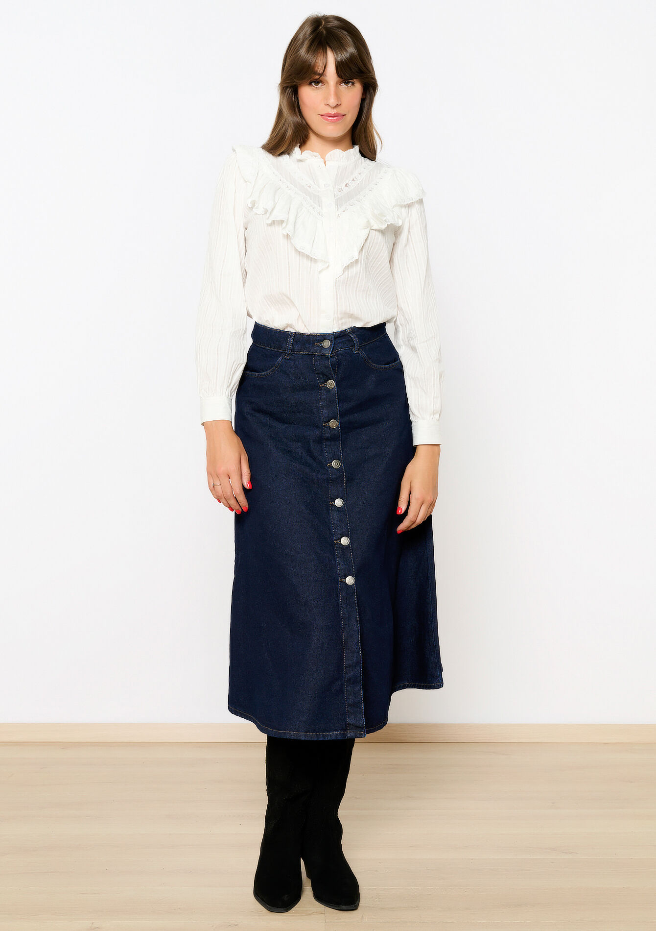 Midi denim skirt - DARK BLUE - 1110012