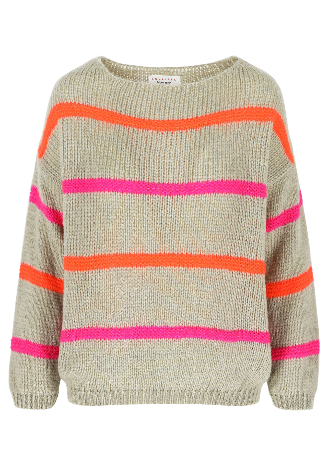 Trui met gekleurde strepen, Trui met gekleurde strepen - LIGHT TAUPE - 04006753_2572