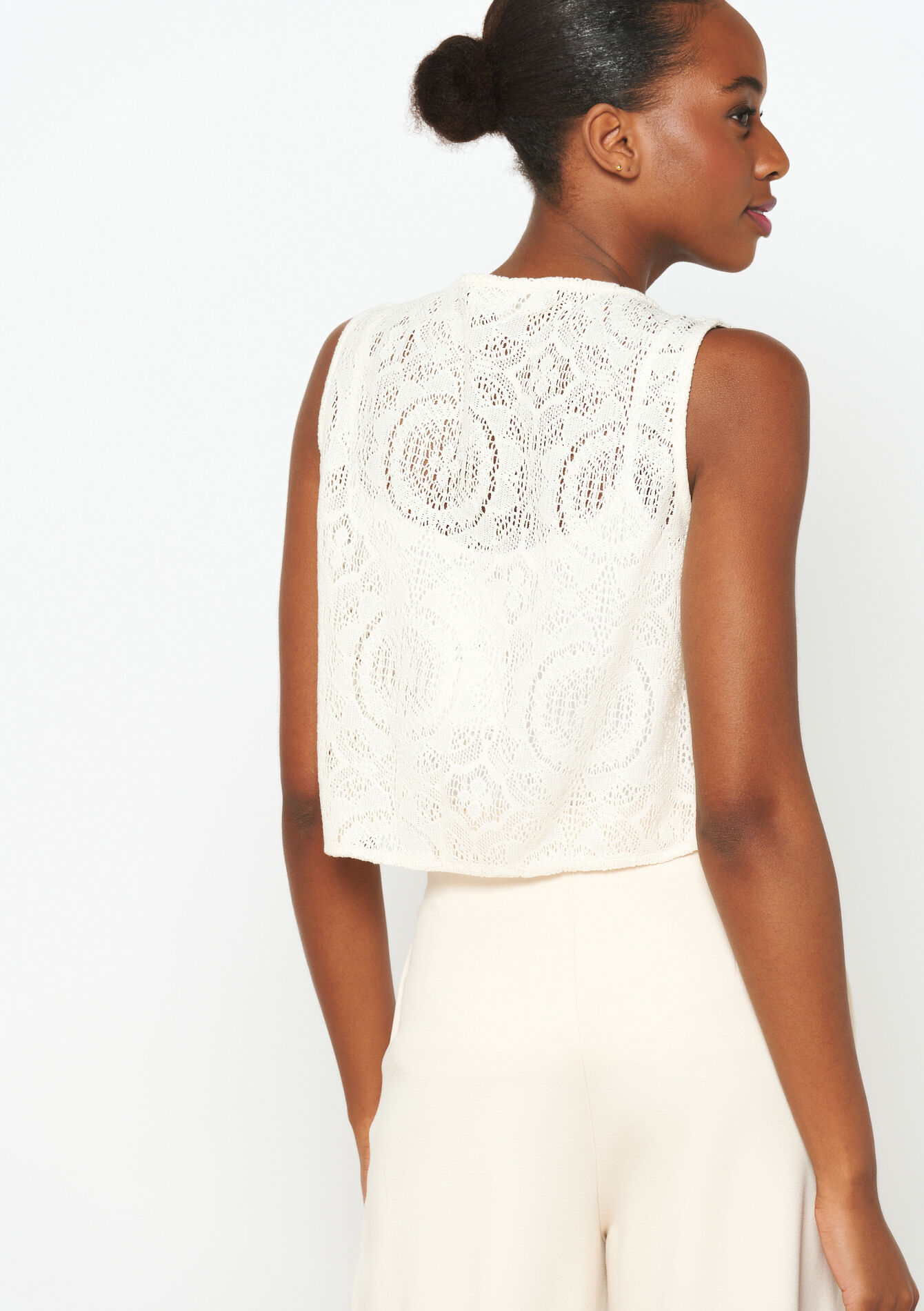 Gilet en crochet, Gilet en crochet - VANILLA WHITE - 02100271_1013