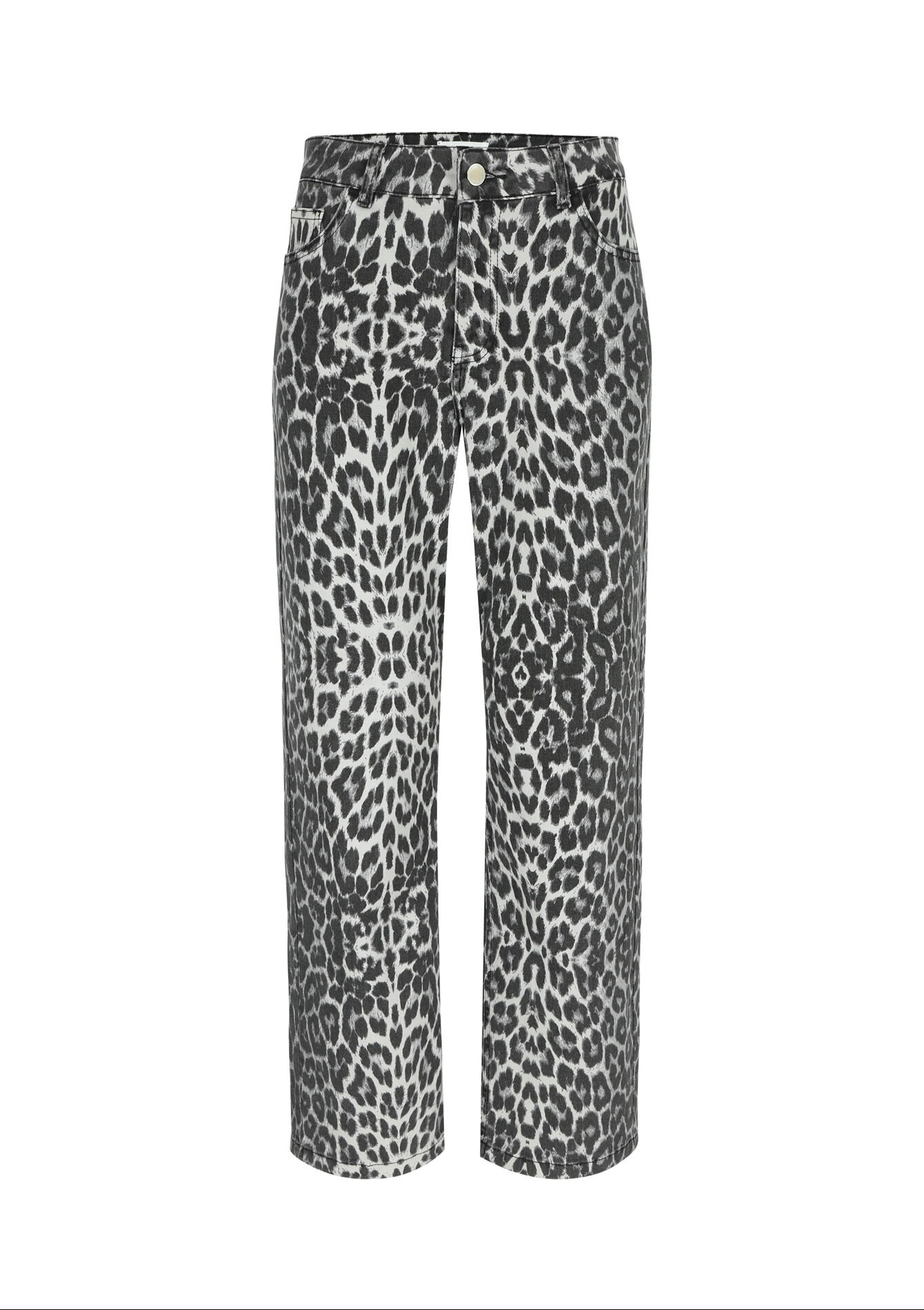 Wide trousers with leopard print, Wide trousers with leopard print - DARK GREY - 06004530_0513