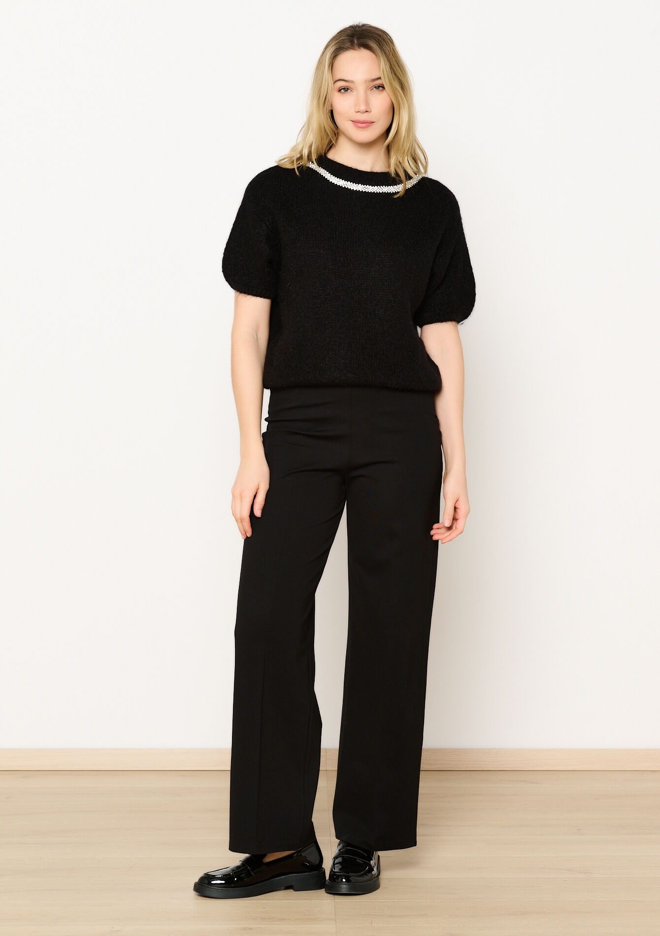 Mohair trui met opgestikte ketting, Mohair trui met opgestikte ketting - BLACK - 04006806