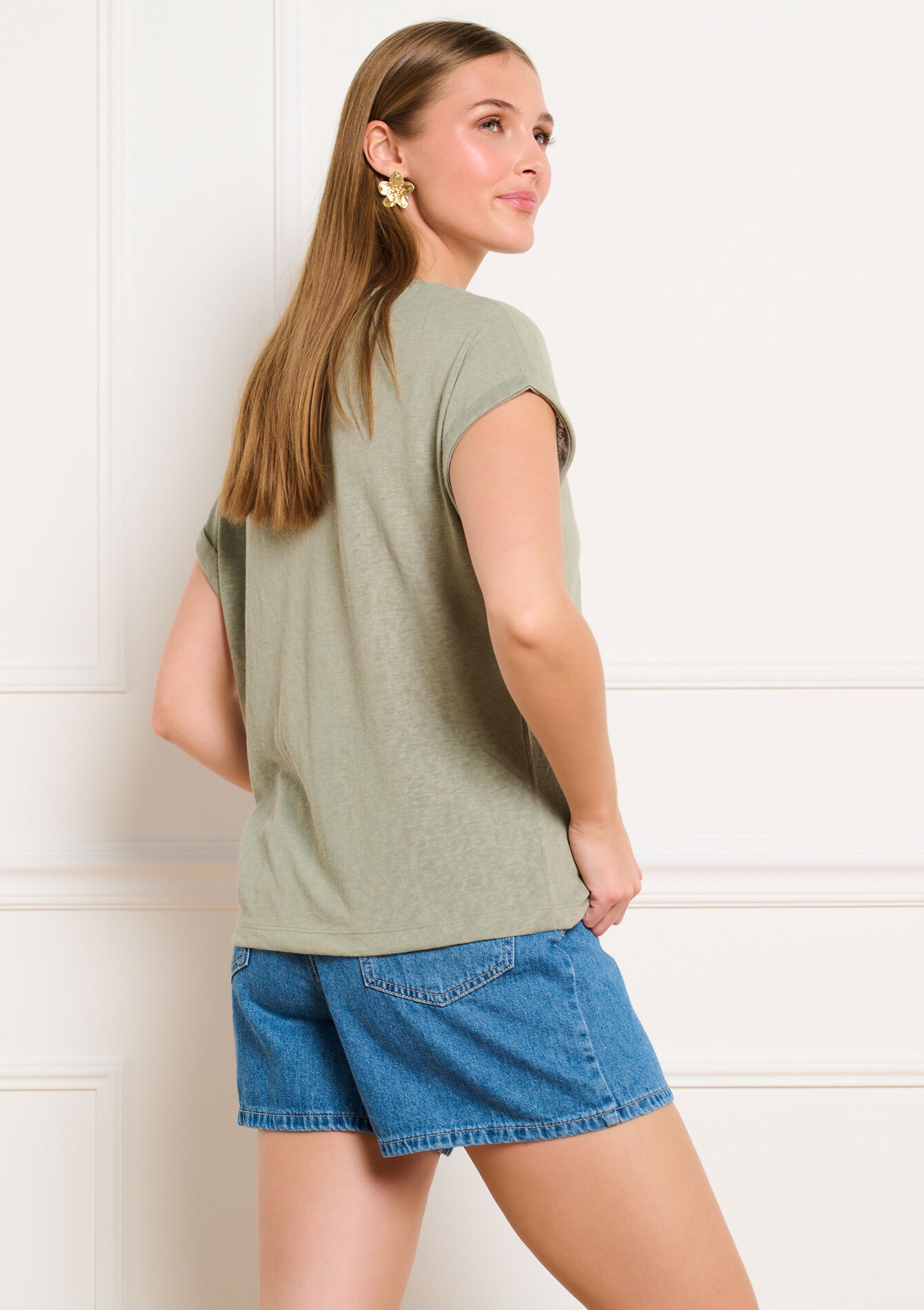 T-shirt met zomerse print - KHAKI FADED - 02301947_4326