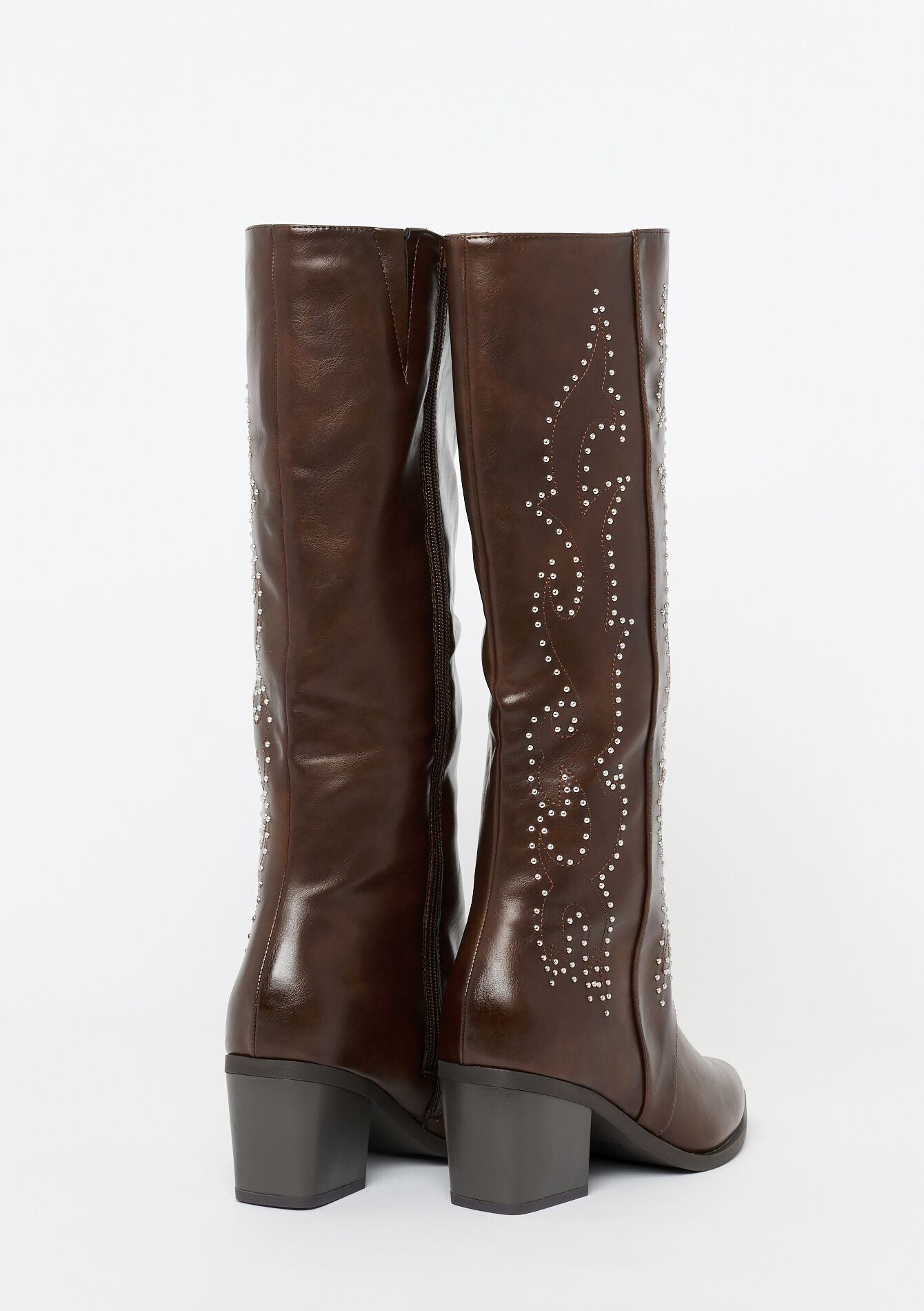 Hoge laarzen met studs, Hoge laarzen met studs - BROWN DARK CHOCOLATE - 13100320_3720