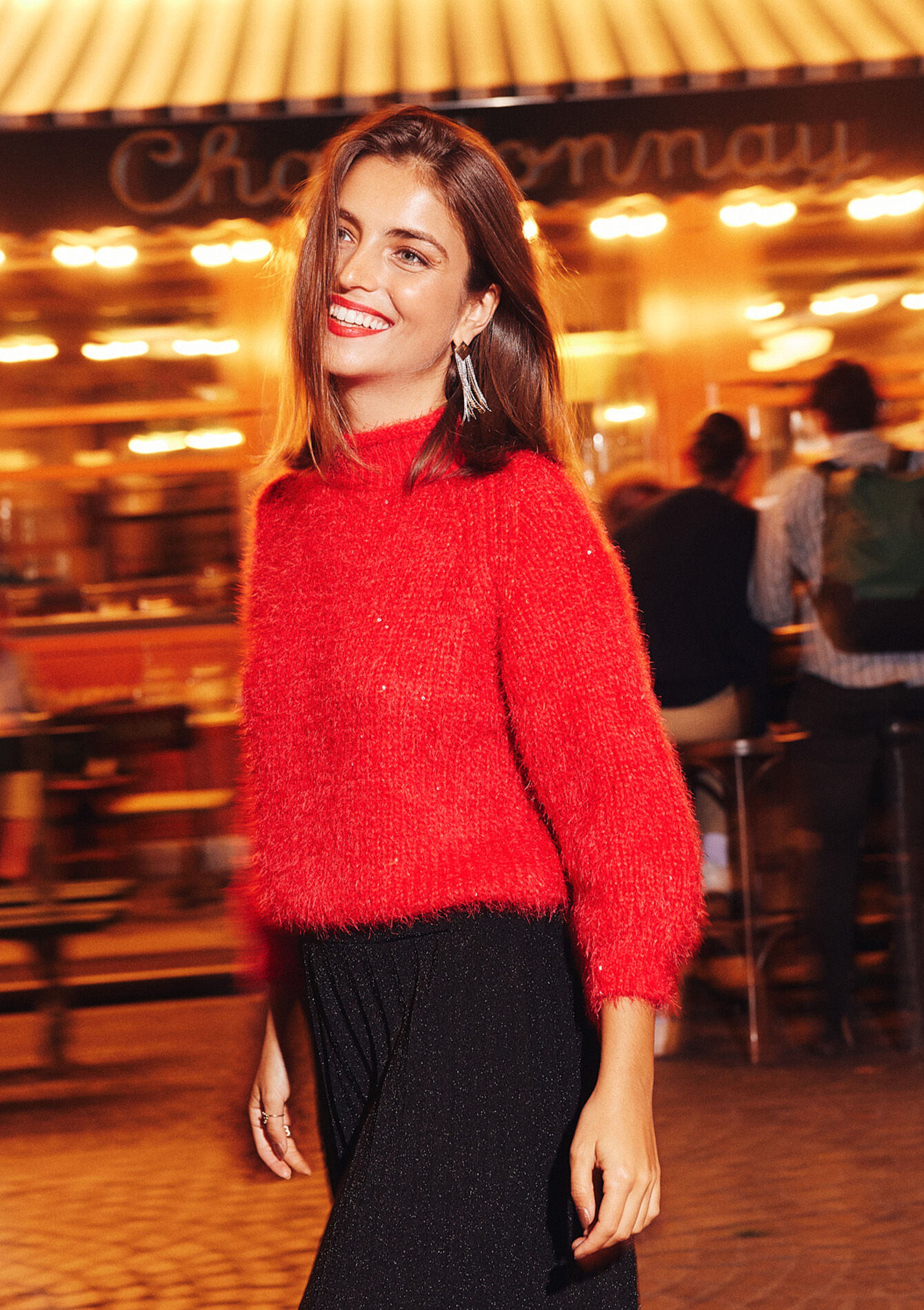 Eyelash pullover with sequins, Eyelash pullover with sequins - RED LOLLIPOP - 04006402_5301