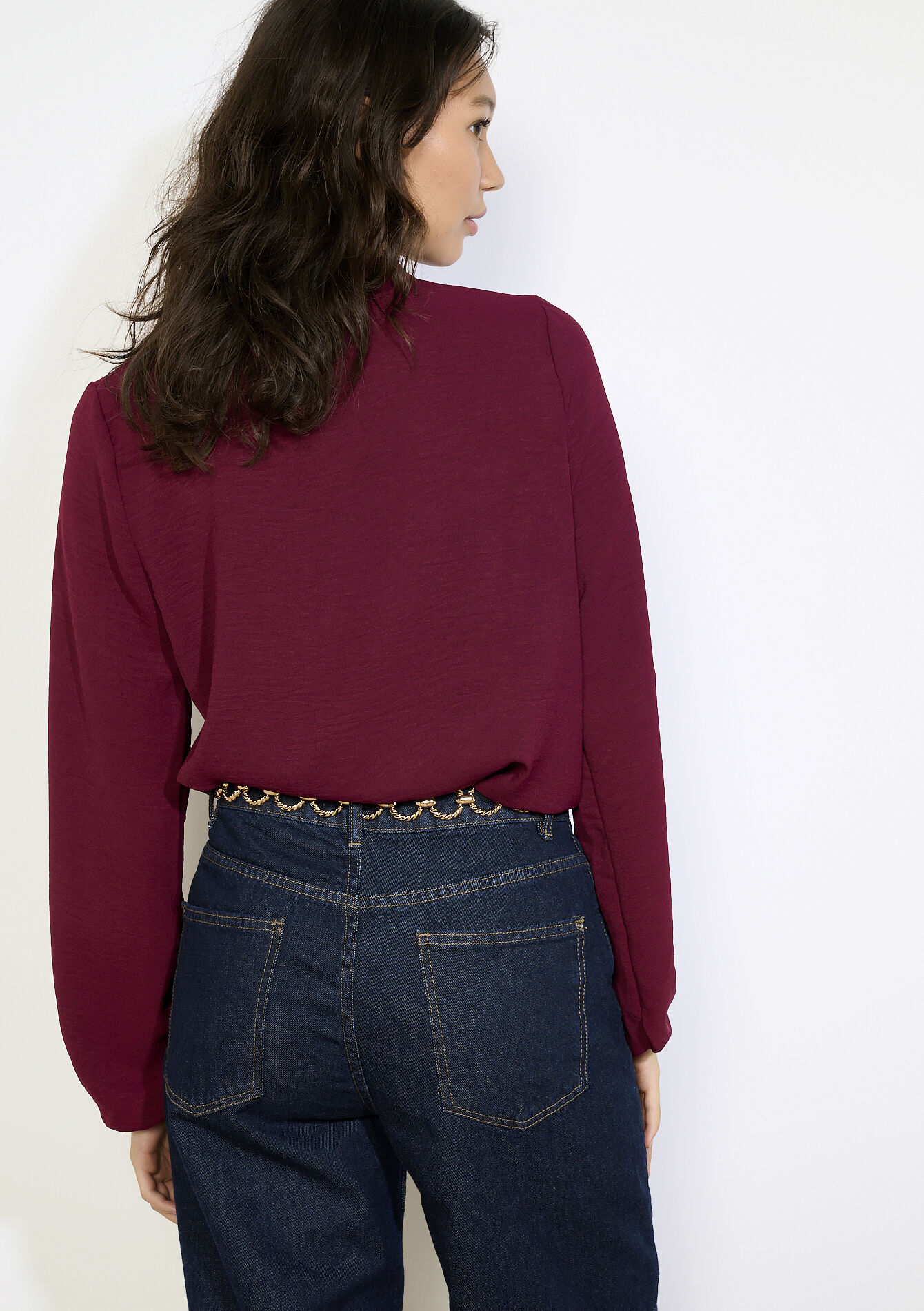 Blouse fluide à détails crochet, Blouse fluide à détails crochet - BORDEAUX WINE - 05702943_5514