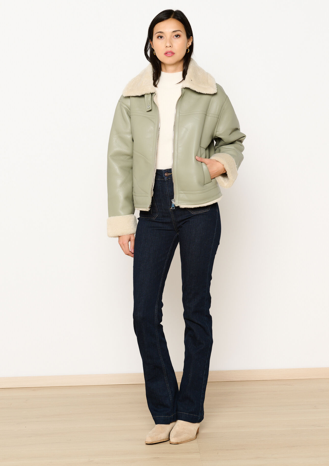 Jas met sherpa details, Jas met sherpa details - KHAKI MINT - 23000683_2542