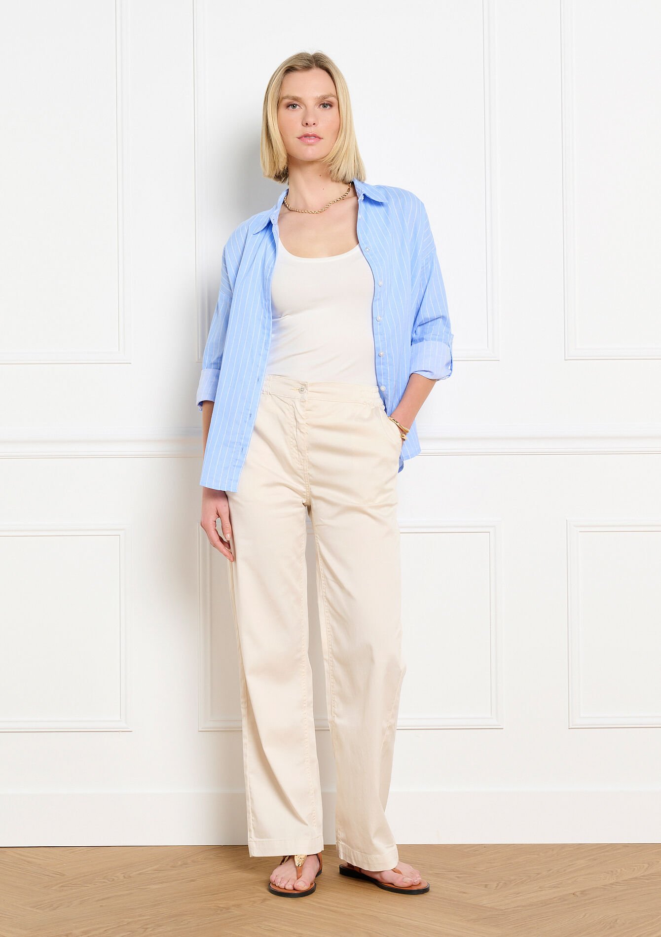 Broek met hoge taille, Broek met hoge taille - LT BEIGE - 06004665_2527