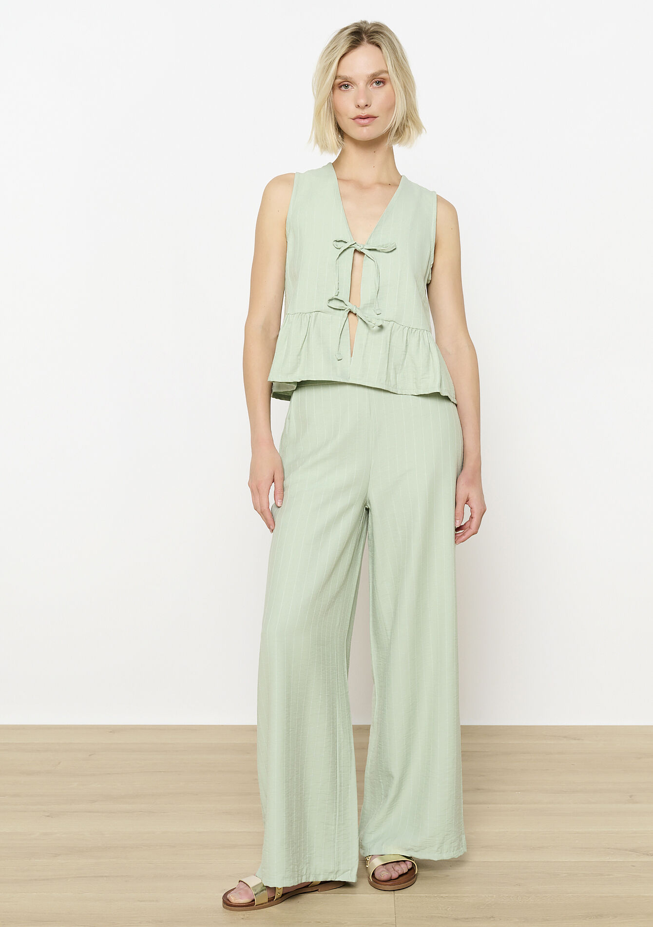 Gestreepte top met strik - MINT GREEN - 05702826_1723