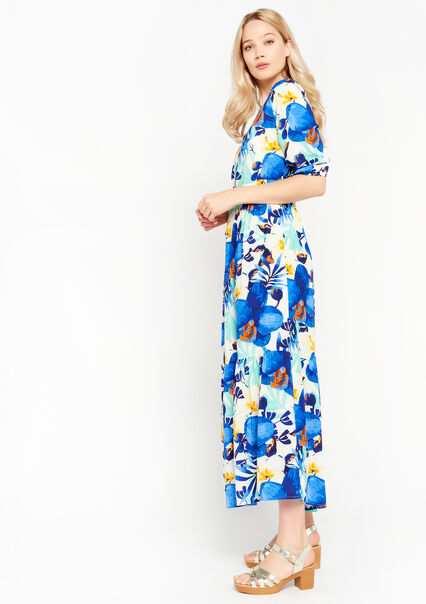 Maxi-jurk met bloemenprint - BLUE FAIENCE - 08601559_1584