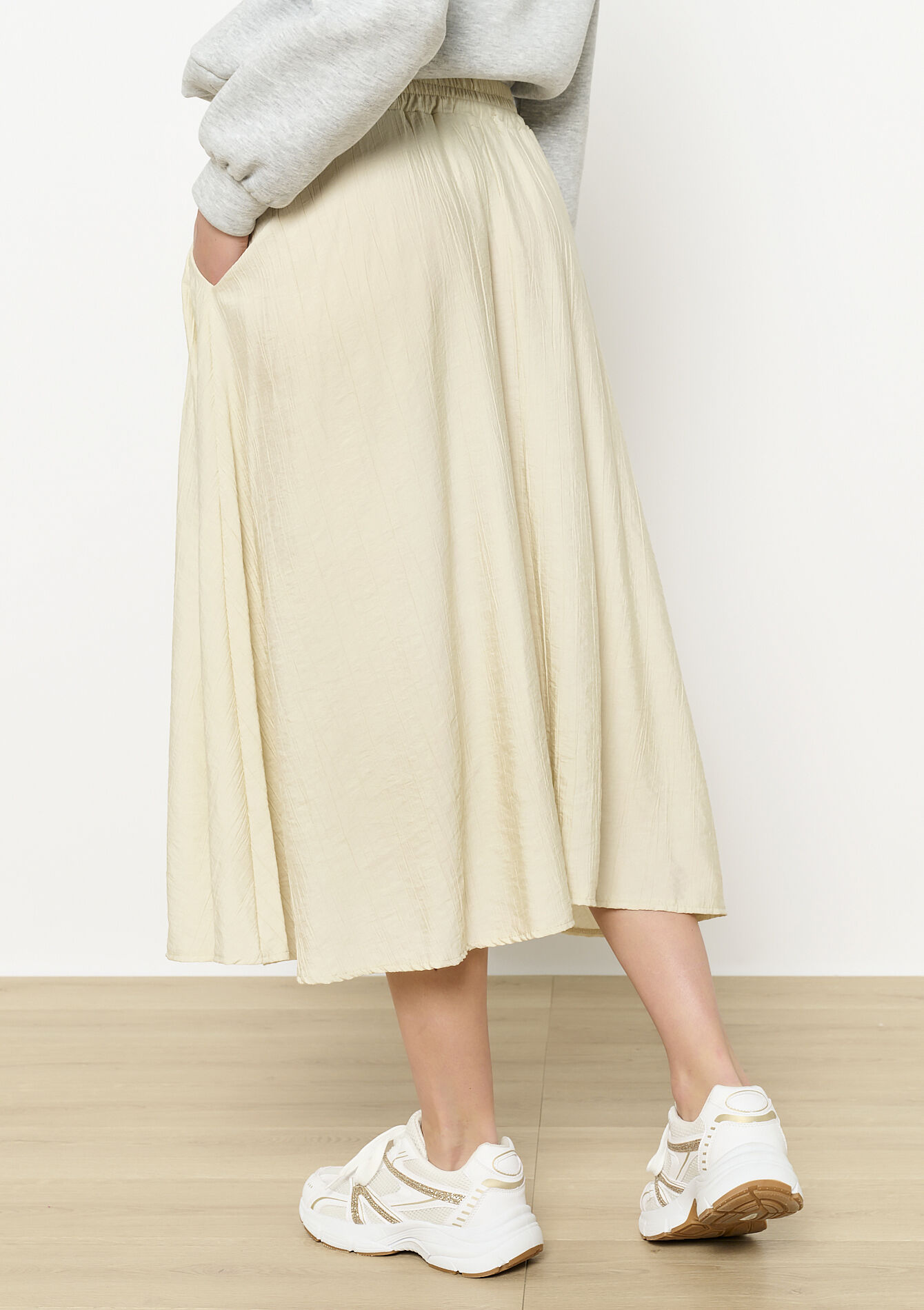 Crinkle midi-rok, Crinkle midi-rok - VANILLA WHITE - 07101373