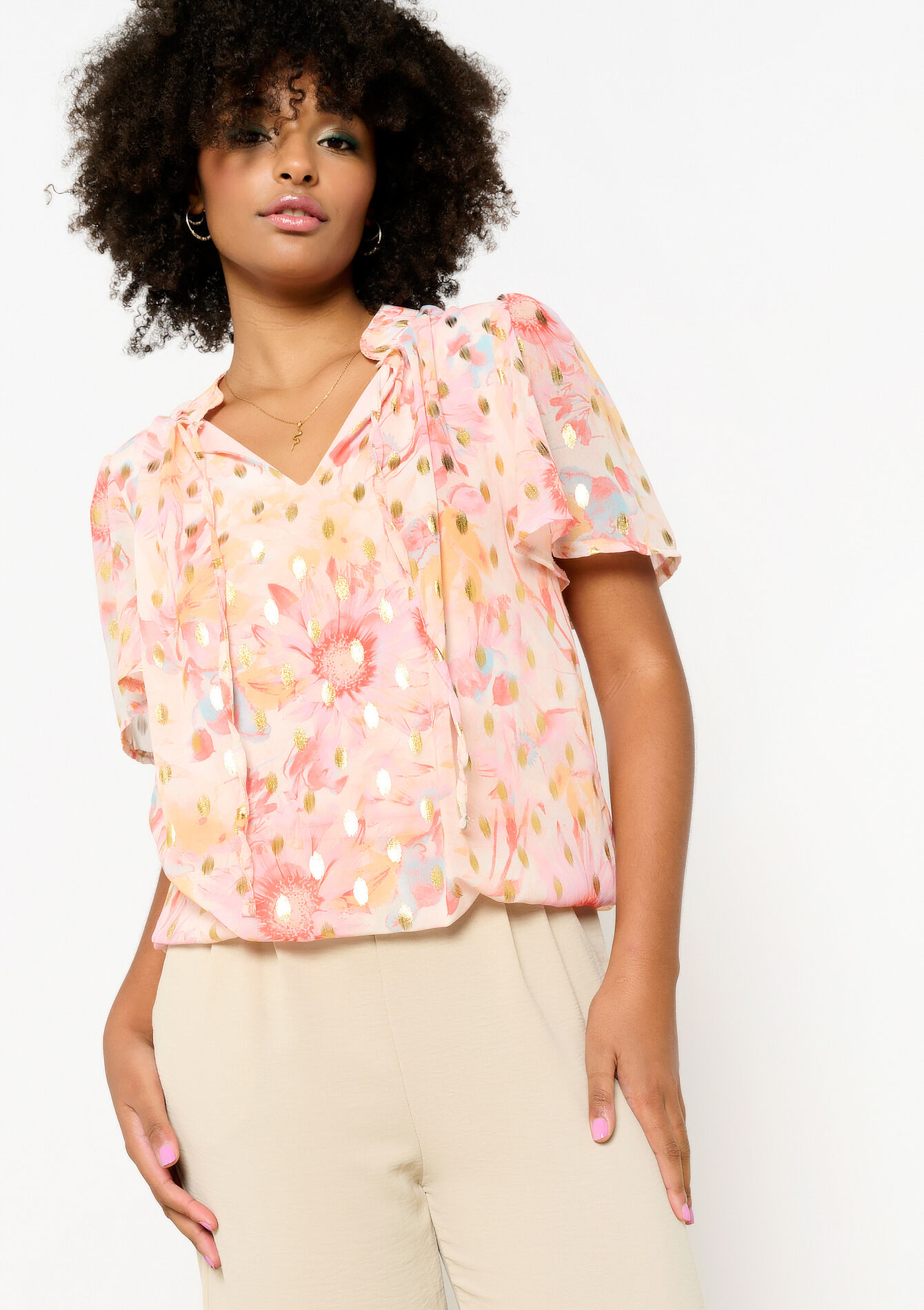Blouse with floral print, Blouse with floral print - OFFWHITE - 05702495_1001