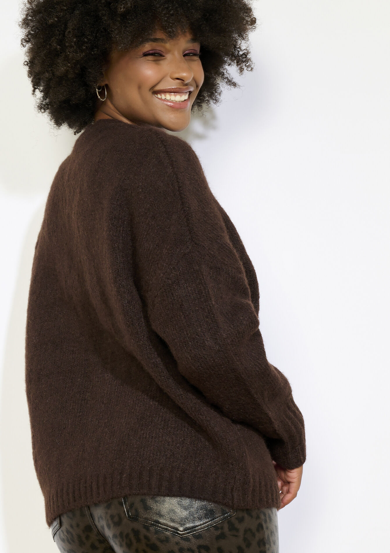 Zacht open gebreid vest, Zacht open gebreid vest - BROWN DARK CHOCOLATE - 04101313_3720