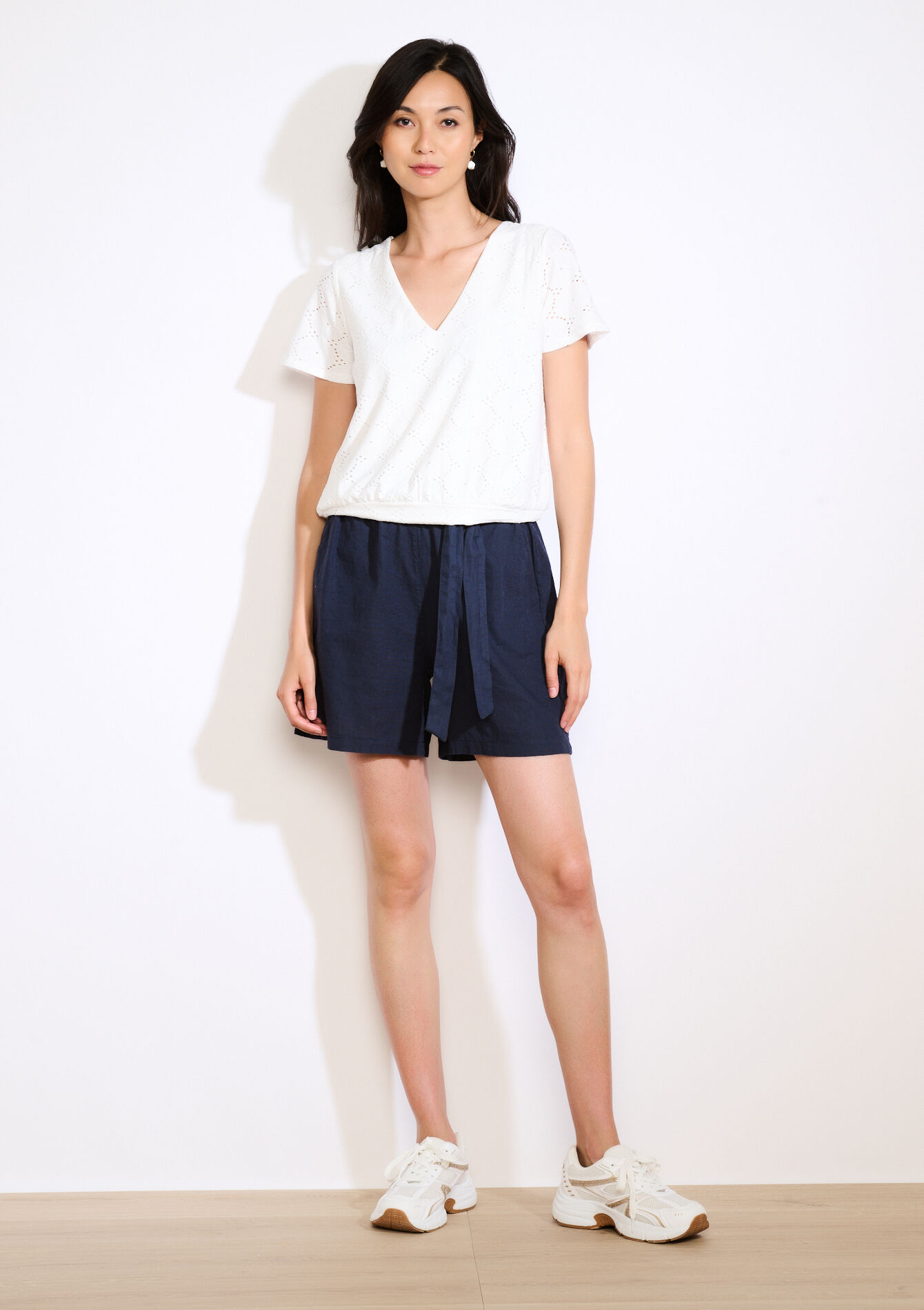 Romantische broderie t-shirt, Romantische broderie t-shirt - OPTICAL WHITE - 02301807_1019