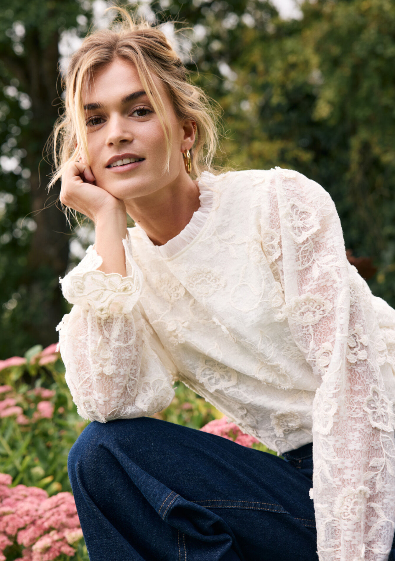 Blouse en dentelle, , back