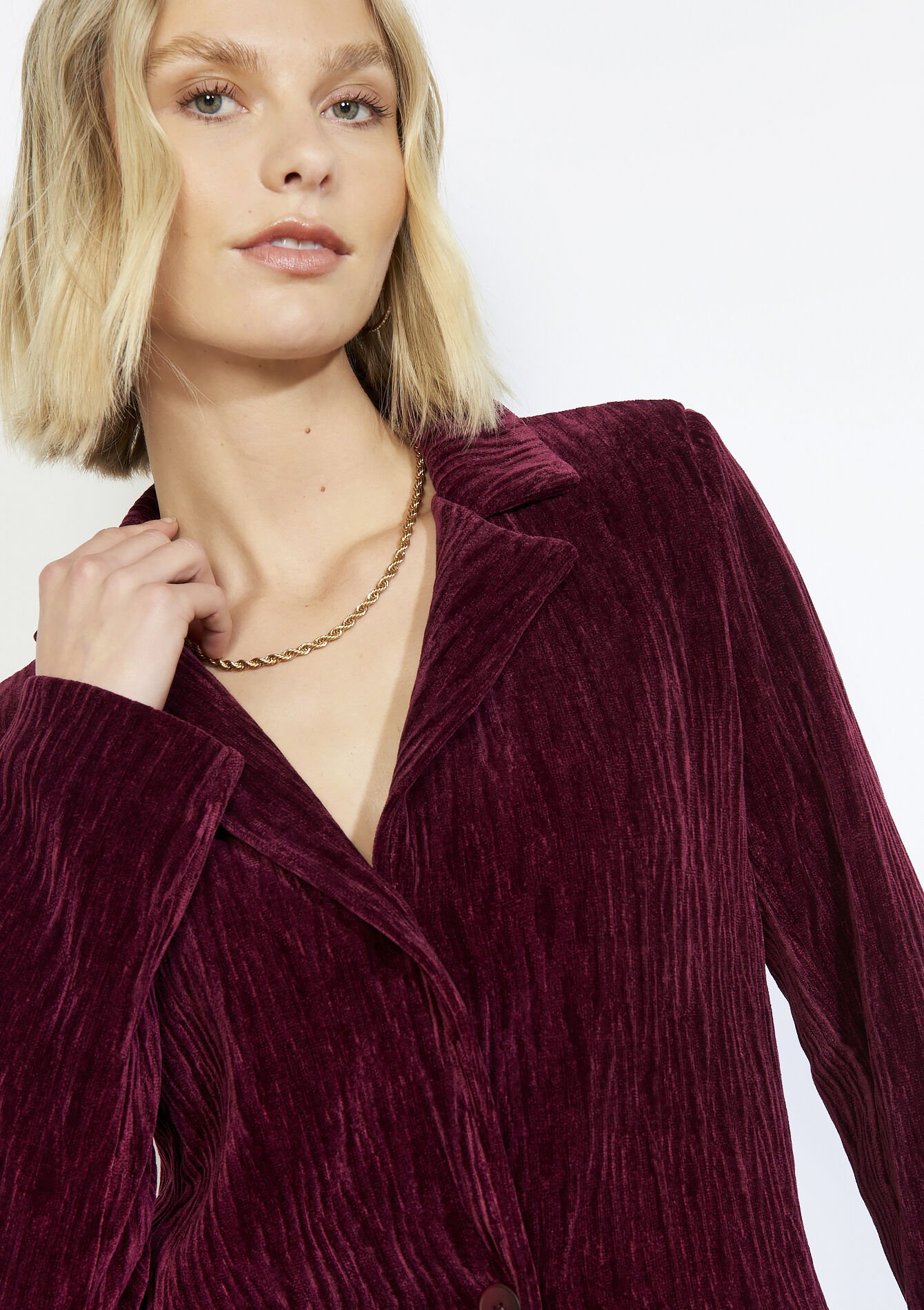 Corduroy blazer, Corduroy blazer - BORDEAUX WINE - 09101159_5514