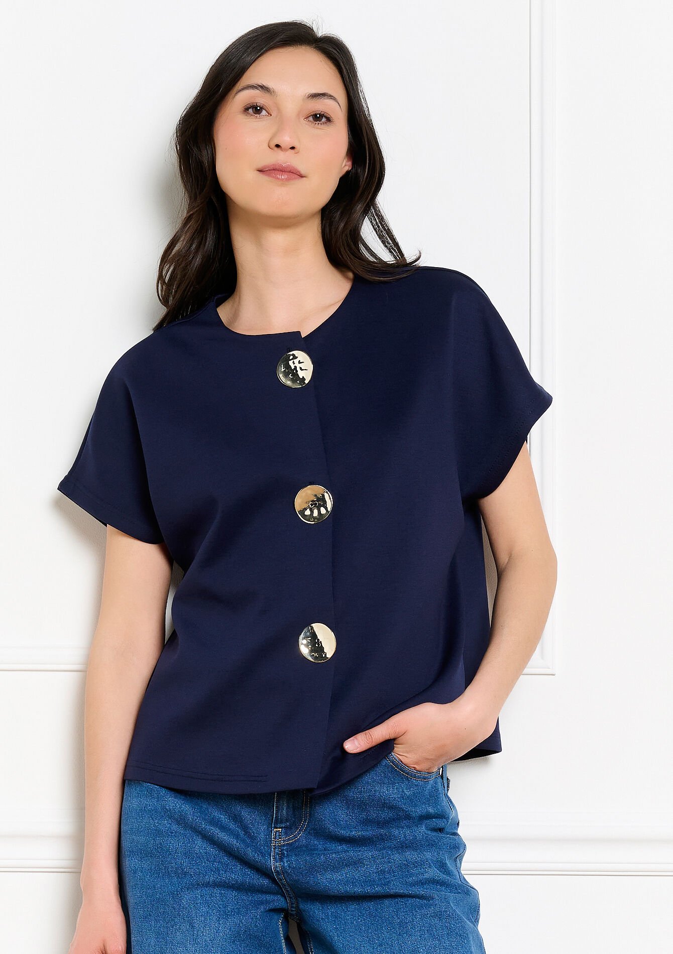Haut à boutons oversize - NAVY BASIC - 02302026_2723