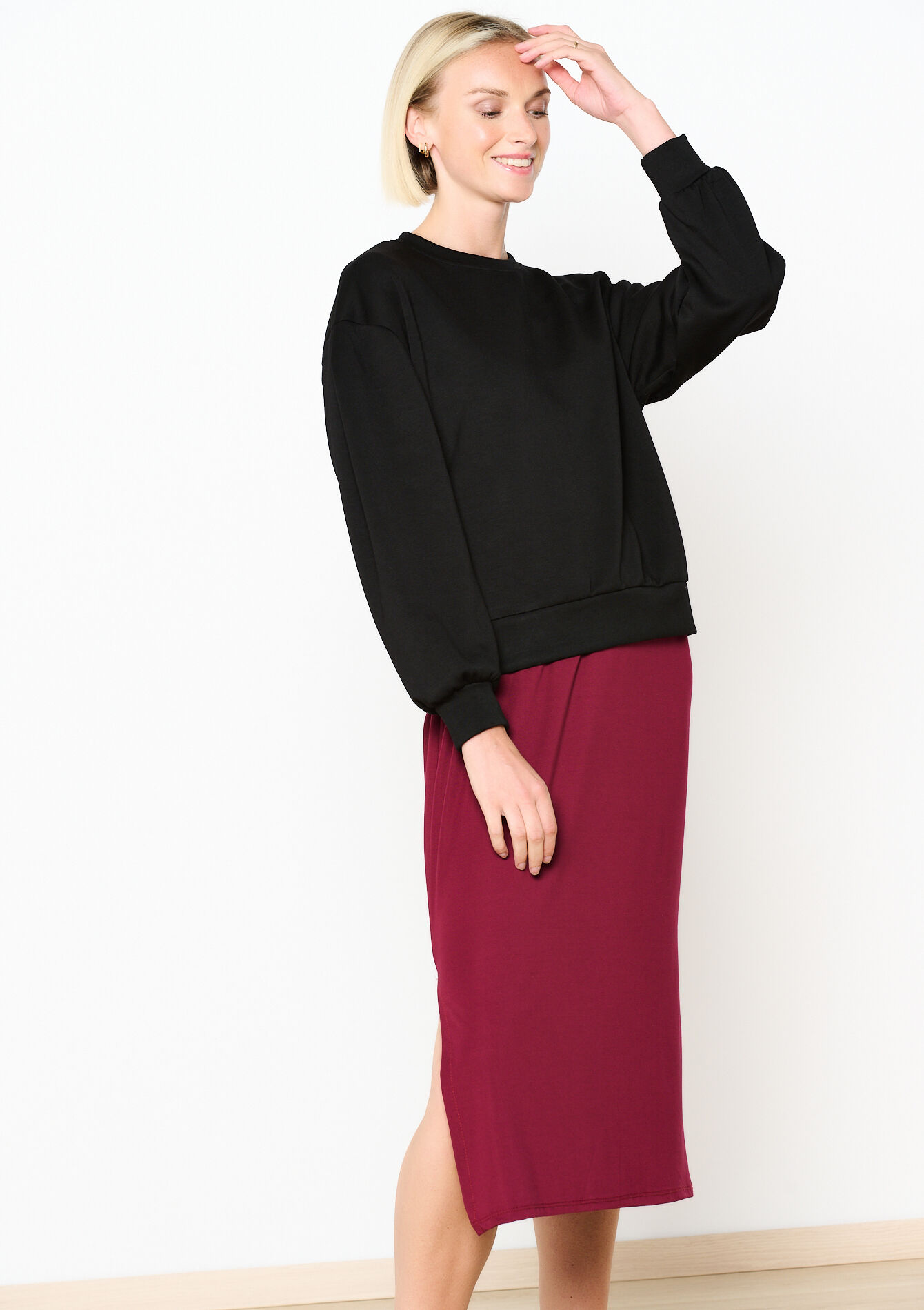 Sweater with balloon sleeves, Sweater with balloon sleeves - BLACK - 03001742_1119