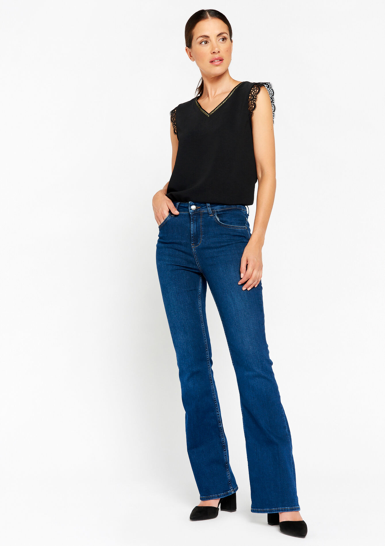 Jean skinny évasé - DARK BLUE - 22000478_0501