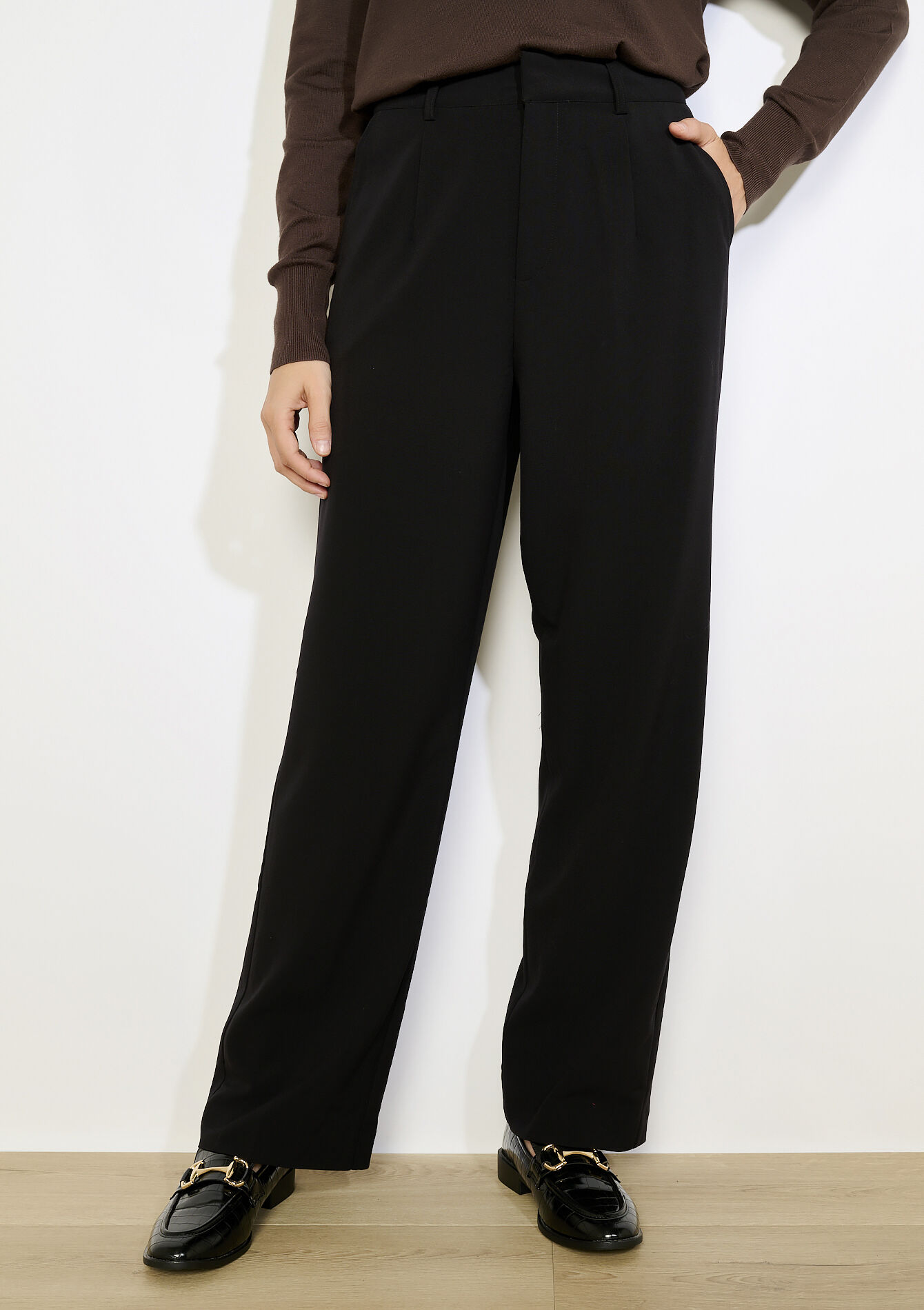 Pantalon fluide taille haute - BLACK - 06100705_1119