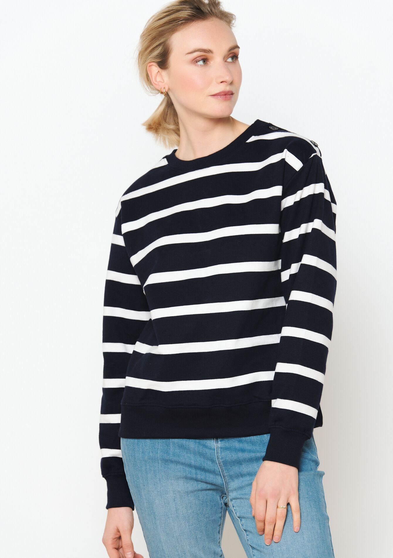 Striped oversized pullover, Striped oversized pullover - NAVY/WHITE - 1094657