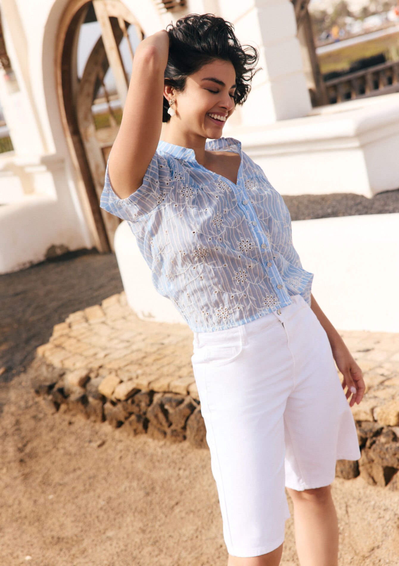 High-waisted bermuda, , hi-res