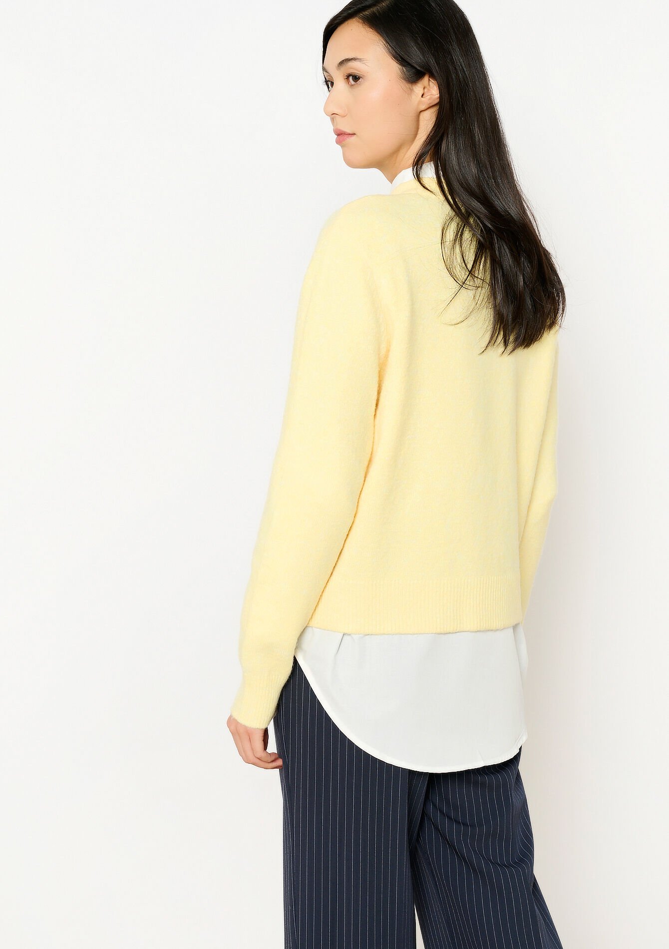 Basic trui met korte hals - YELLOW PASTEL - 04006821_5004