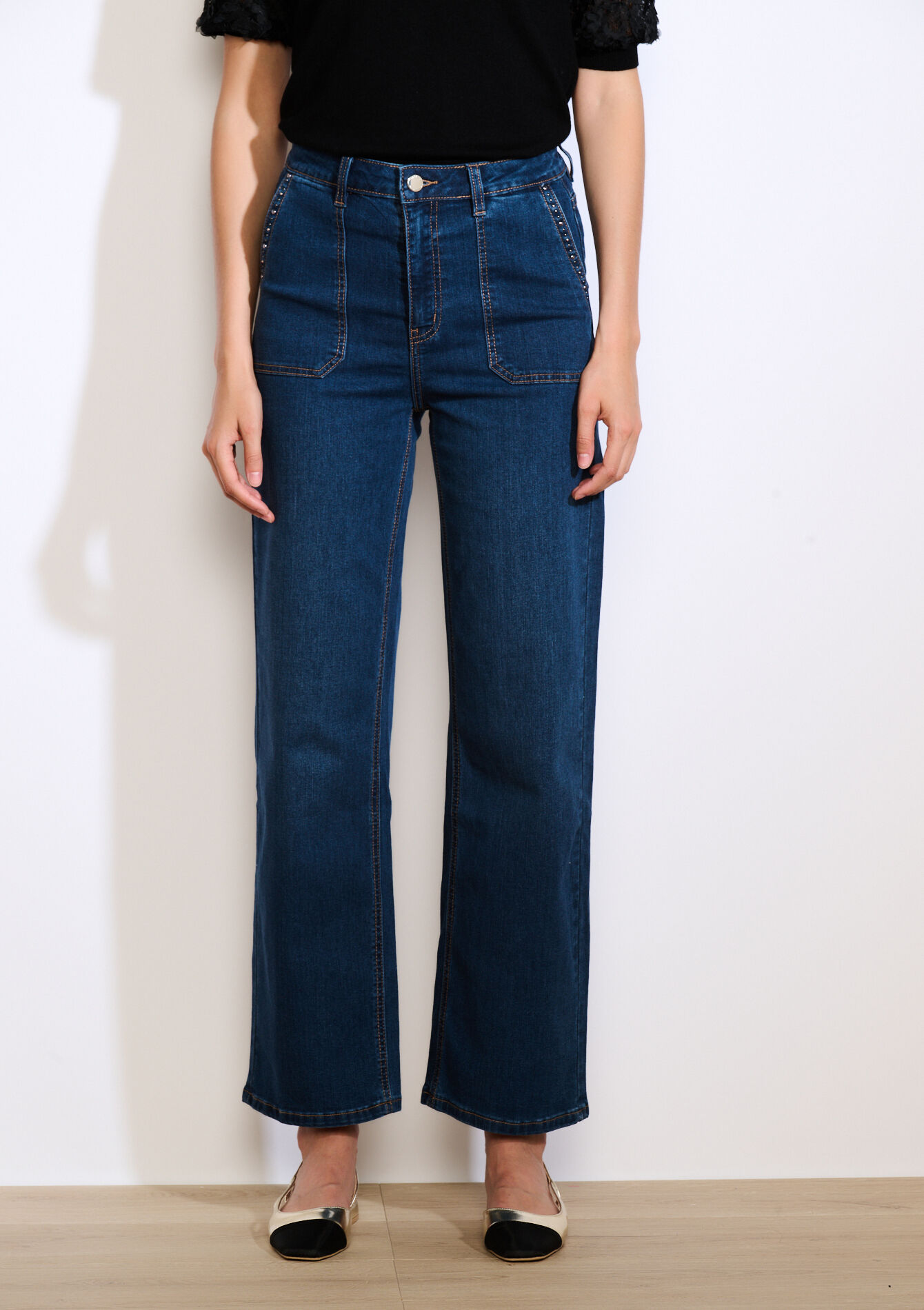 Wide-leg jeans with pockets, Wide-leg jeans with pockets - DARK BLUE - 22000601_0501