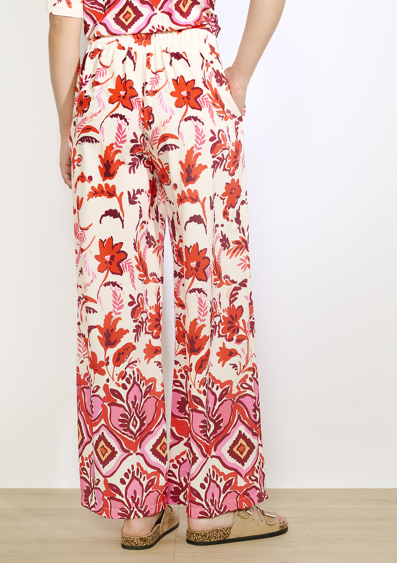 Printed wide-leg trousers, Printed wide-leg trousers - VANILLA WHITE - 06601022_1013