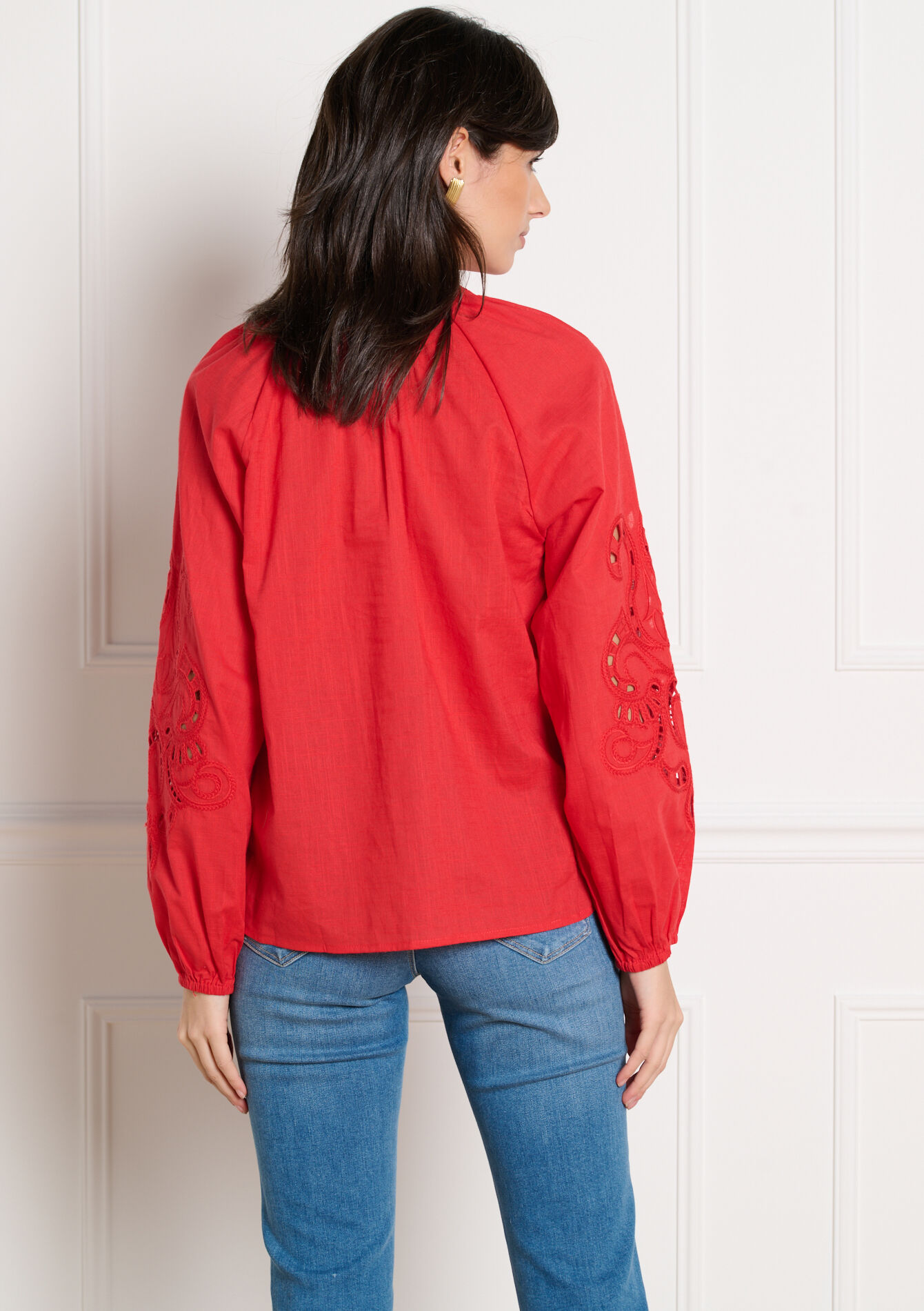 Blouse met borduurmouwen - RED LOLLIPOP - 05703033_5301