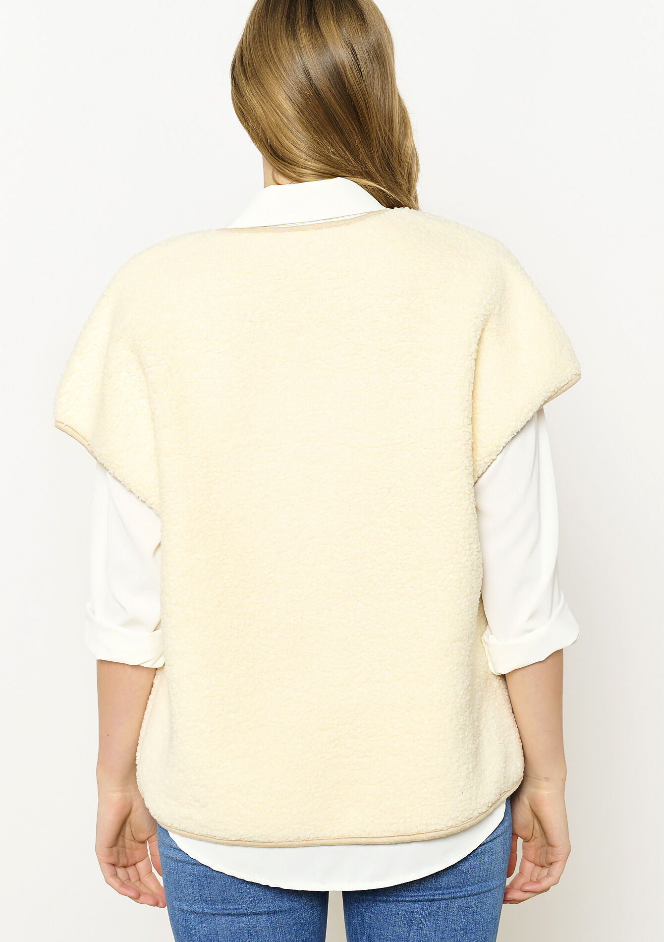 Mouwloos teddy gilet - VANILLA WHITE - 09001456_1013