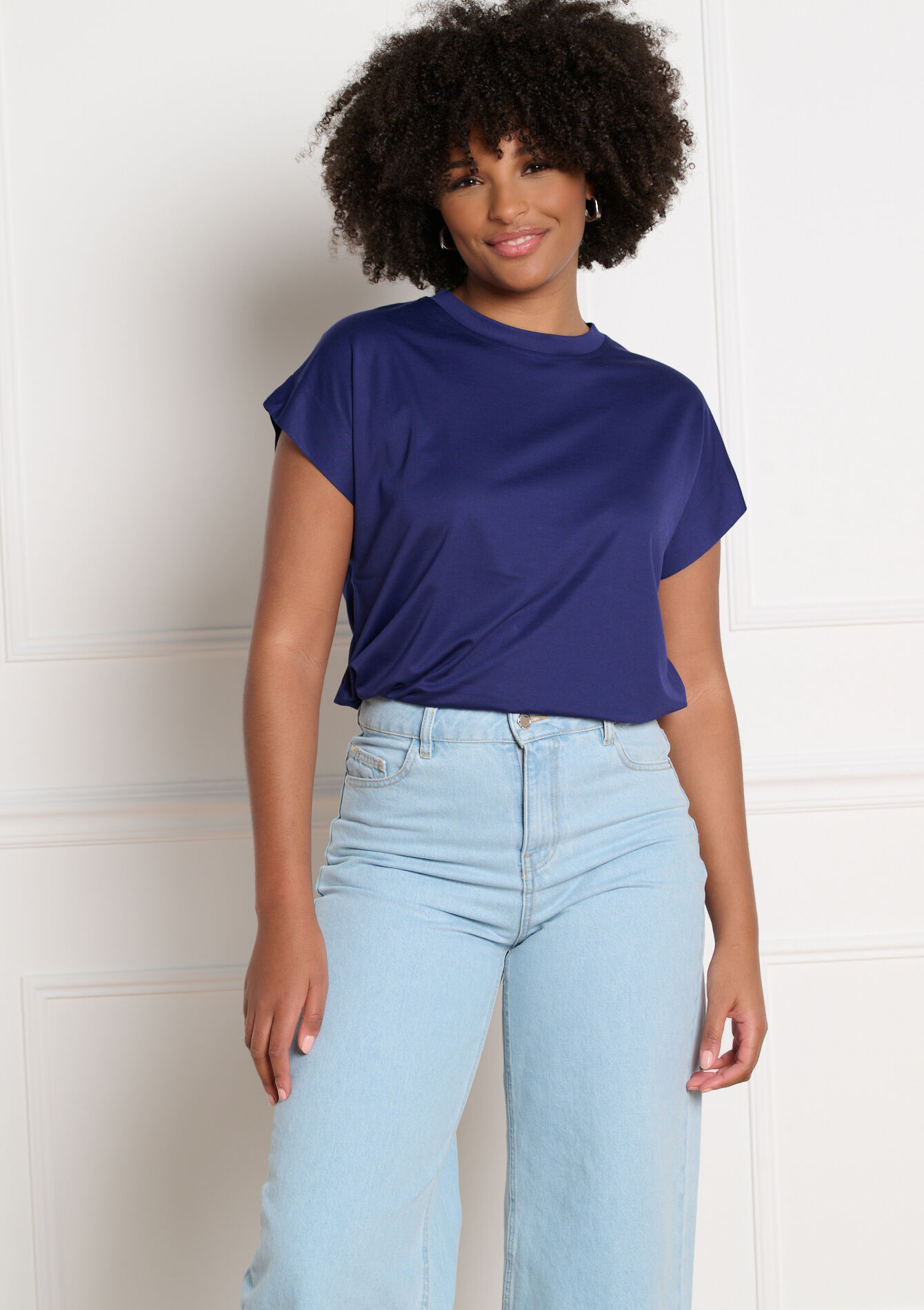 Soepele t-shirt met korte mouwen - NAVY BASIC - 02301933_2723