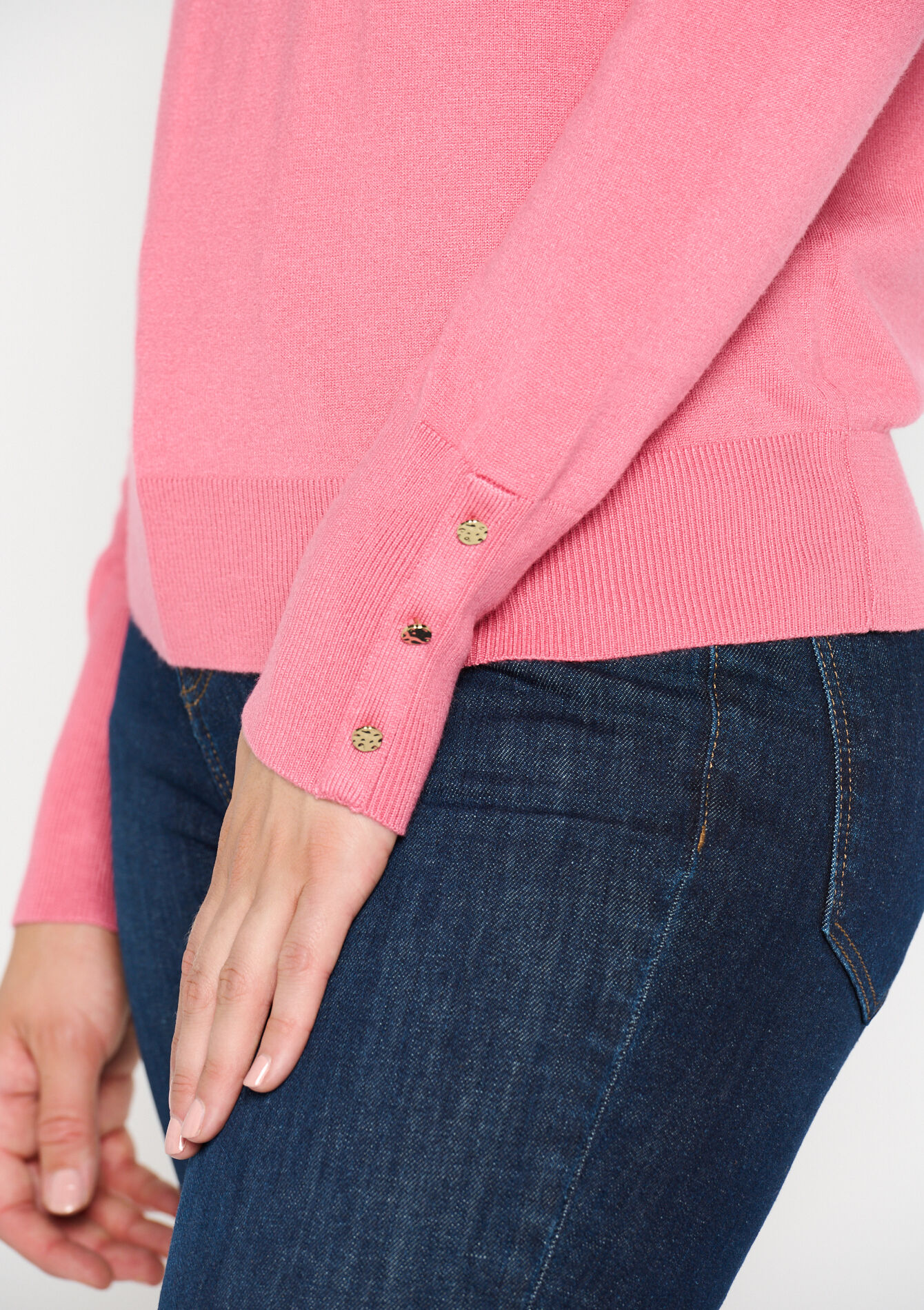 Basic trui met V-hals - COSMETIC PINK - 1070051