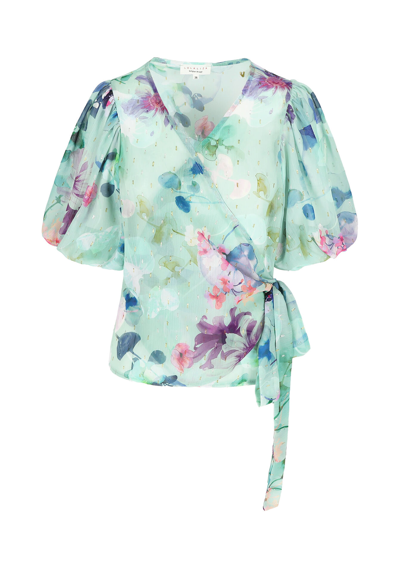 Wikkeltop met met bloemenprint - BLUE LAGOON - 05702523